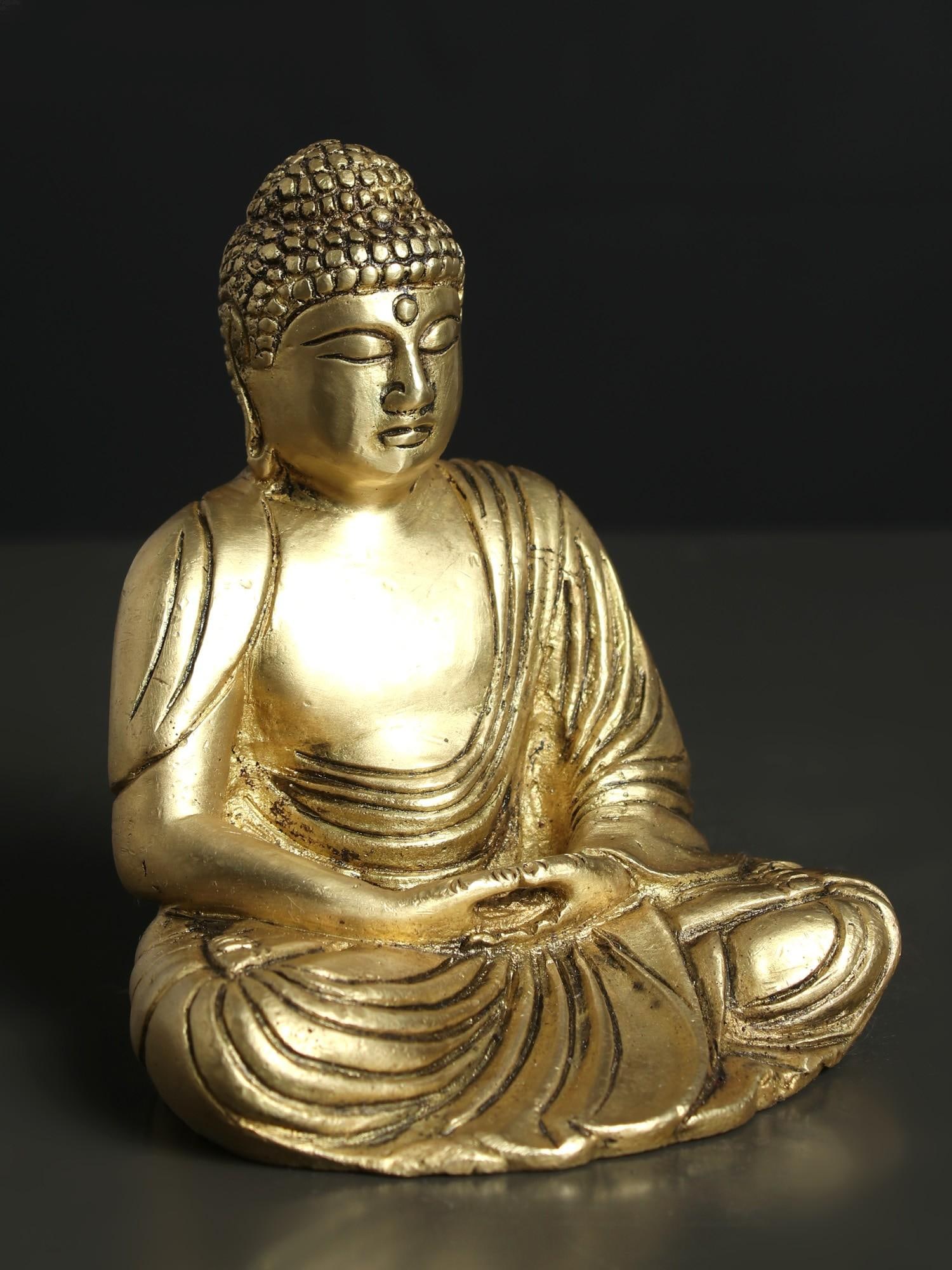 4" Small Japanese Amida Buddha | Brass Statue - 2