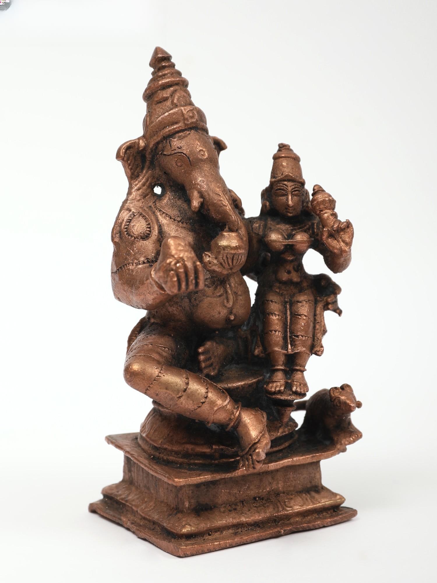 4" Small Siddhi Ganesha | Copper Statue - 2