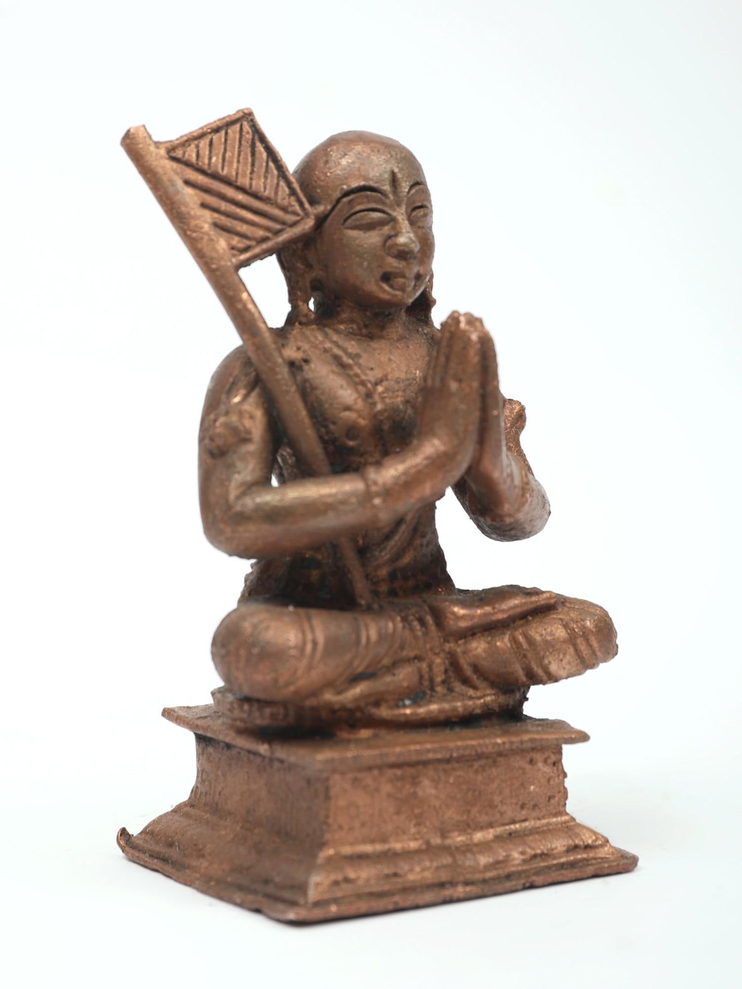 3" Small Swami Ramanujacharya Copper Statue - 2