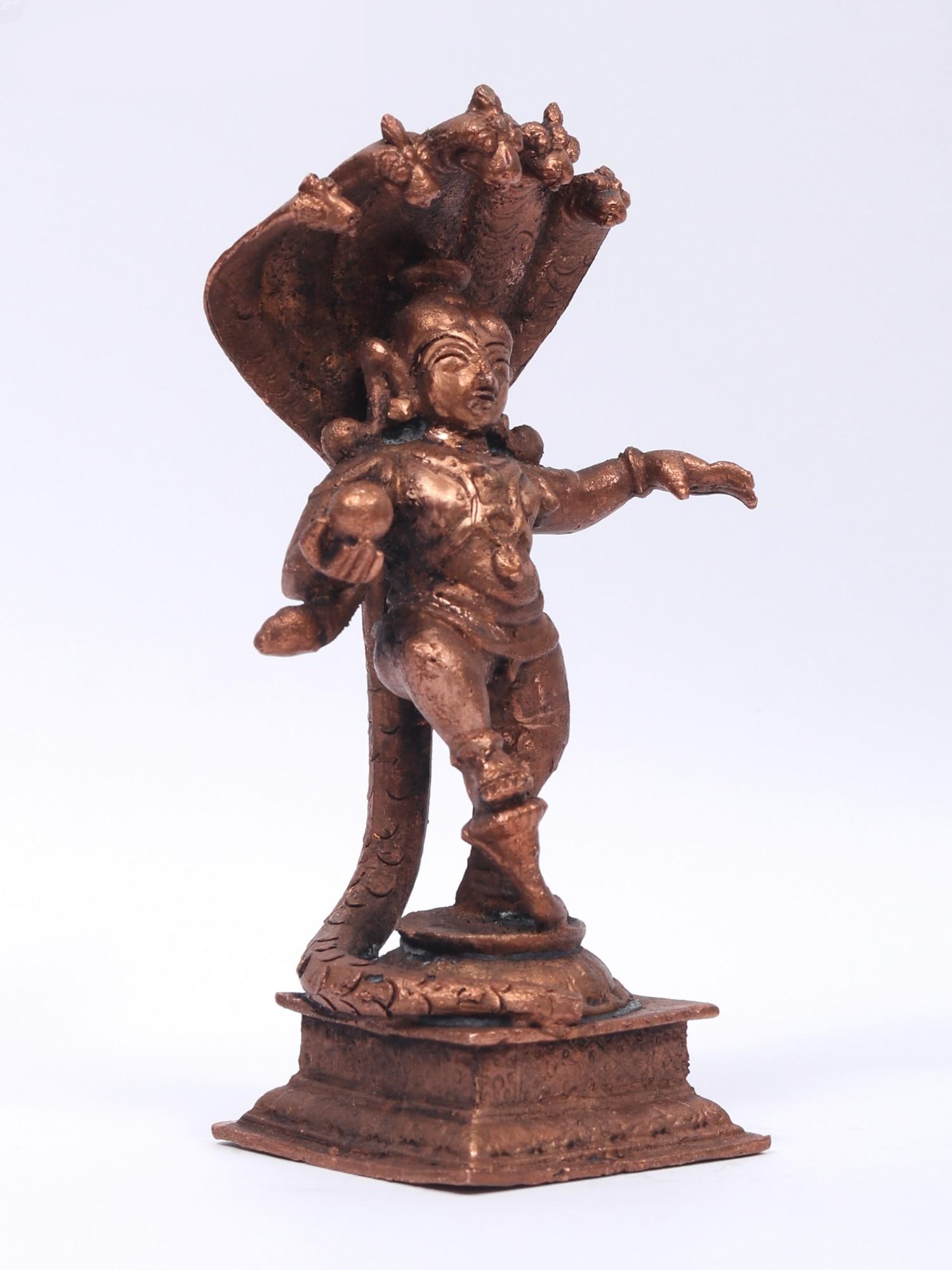 5" Dancing Lord Krishna | Copper Statue - 2