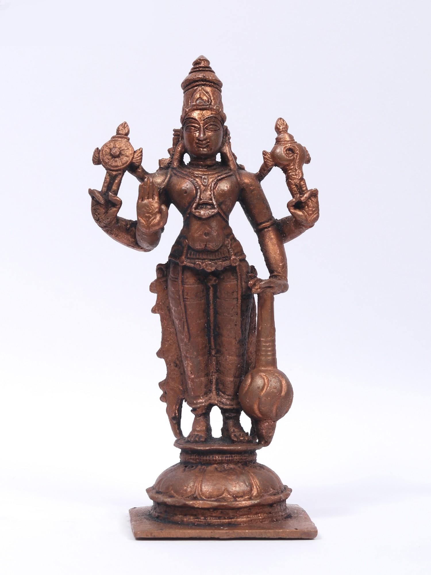 6" Small Standing Lord Vishnu | Copper Statue: Title: 6" Small Standing Lord Vishnu | Copper Statue Description: Additional Information: Small Sized Statues Reserve: $98.00 Shipping: Domestic: Flat-rate of $11.00 to anywhere within the contiguous 