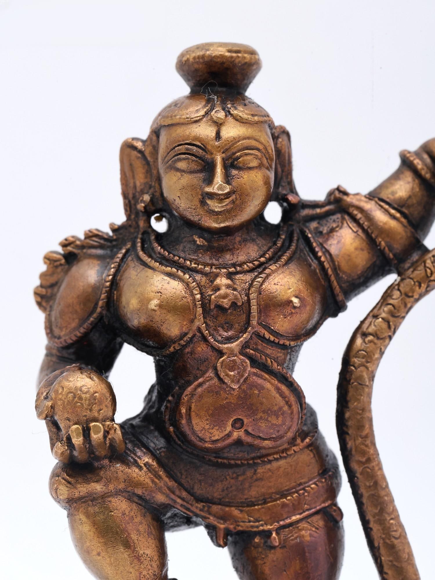 4" Small Kaliya Mardan Krishna | Copper Statue - 2