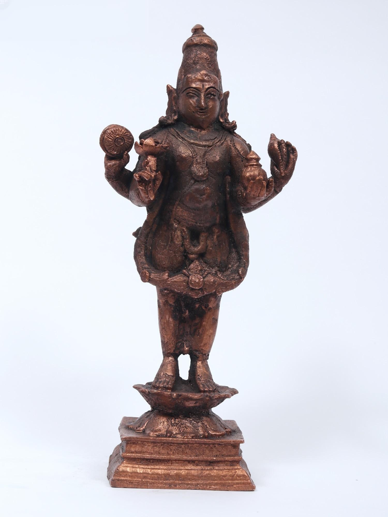 6" Small Standing Lord Dhanvantari | Copper Statue: Title: 6" Small Standing Lord Dhanvantari | Copper Statue Description: Additional Information: Small Sized Statues Reserve: $103.00 Shipping: Domestic: Flat-rate of $11.00 to anywhere within the