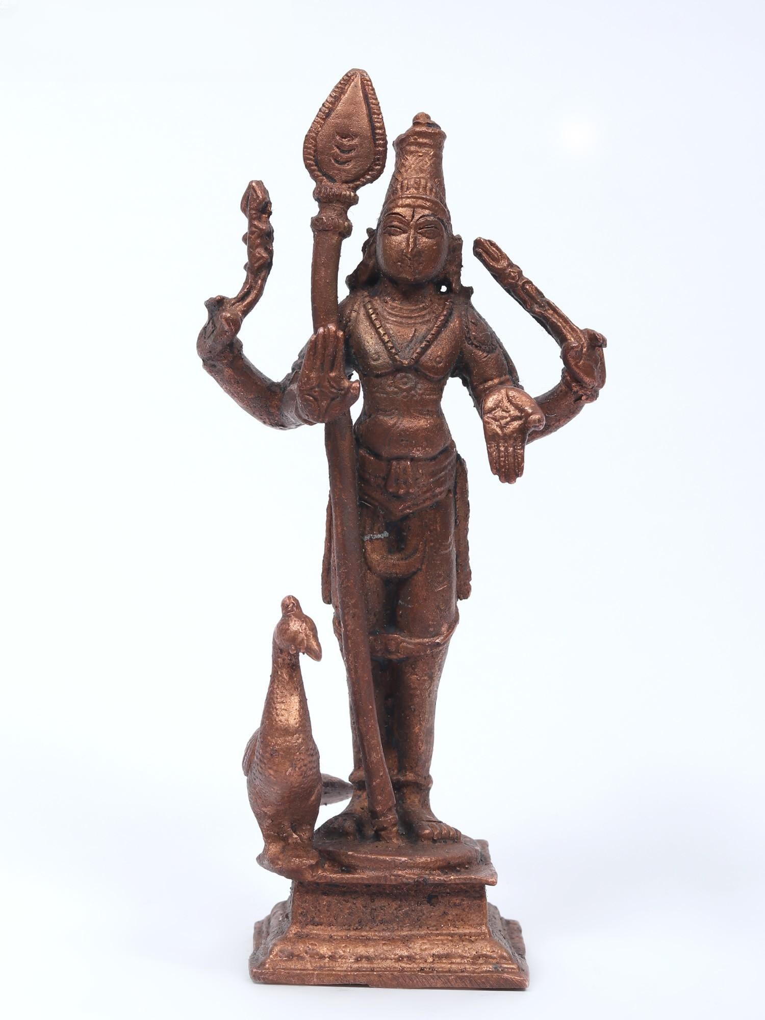5" Small Standing Lord Murugan (Karttikeya) | Copper Statue: Title: 5" Small Standing Lord Murugan (Karttikeya) | Copper Statue Description: Additional Information: Copper Statues Reserve: $83.00 Shipping: Domestic: Flat-rate of $9.00 to anywhere within the