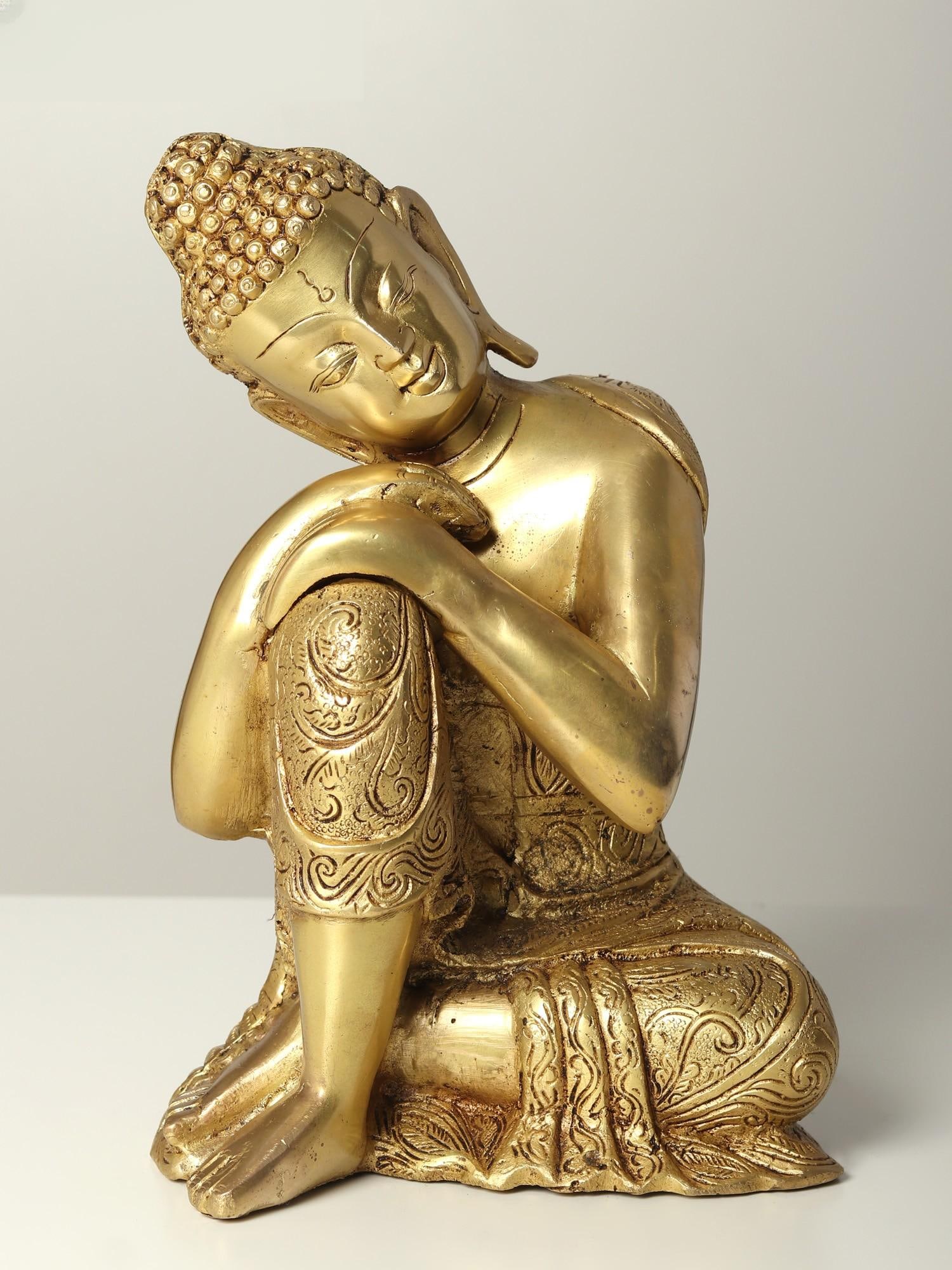 11" Thinking Buddha Brass Statue (1 of 2)