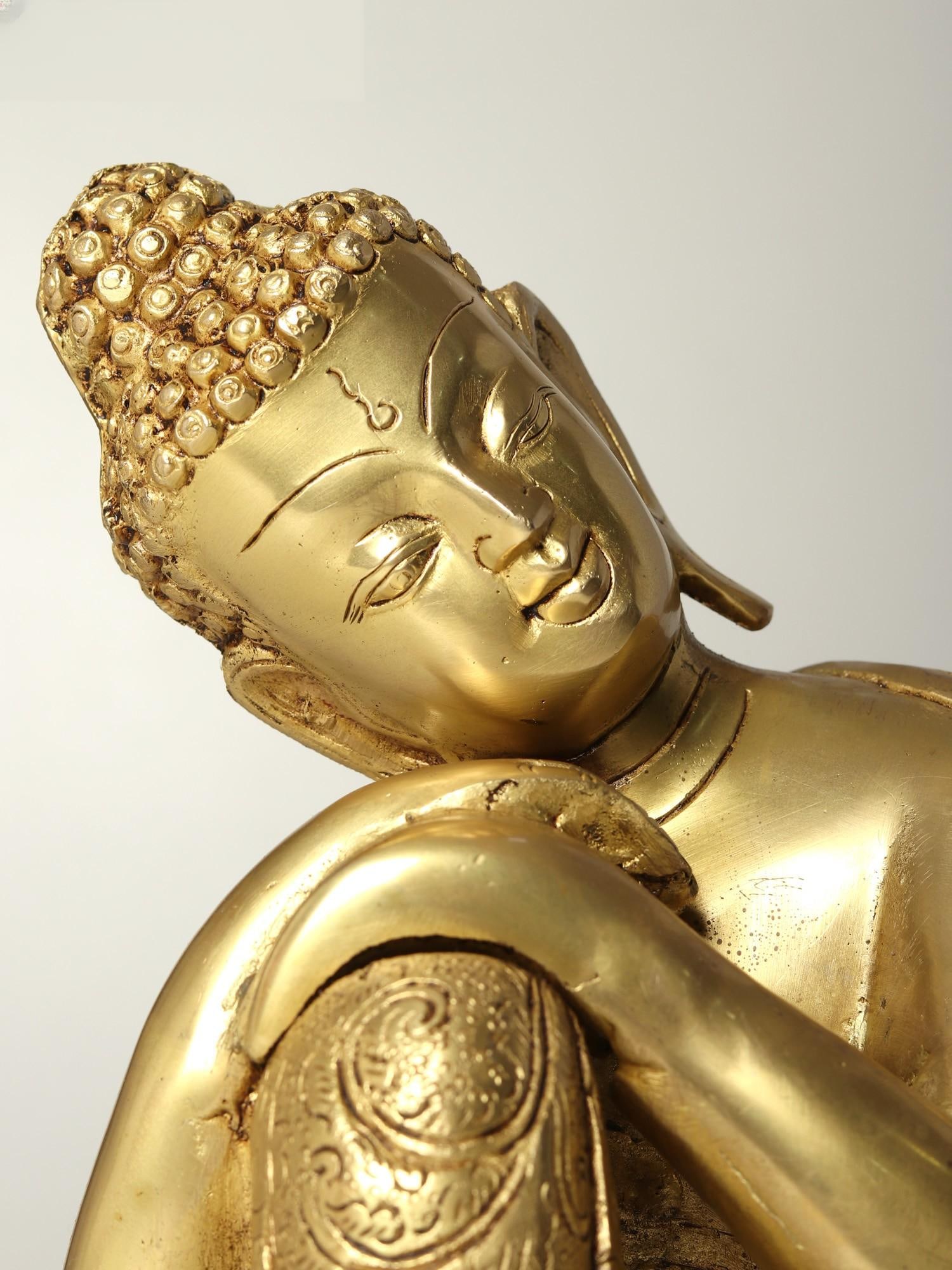 11" Thinking Buddha Brass Statue - 2