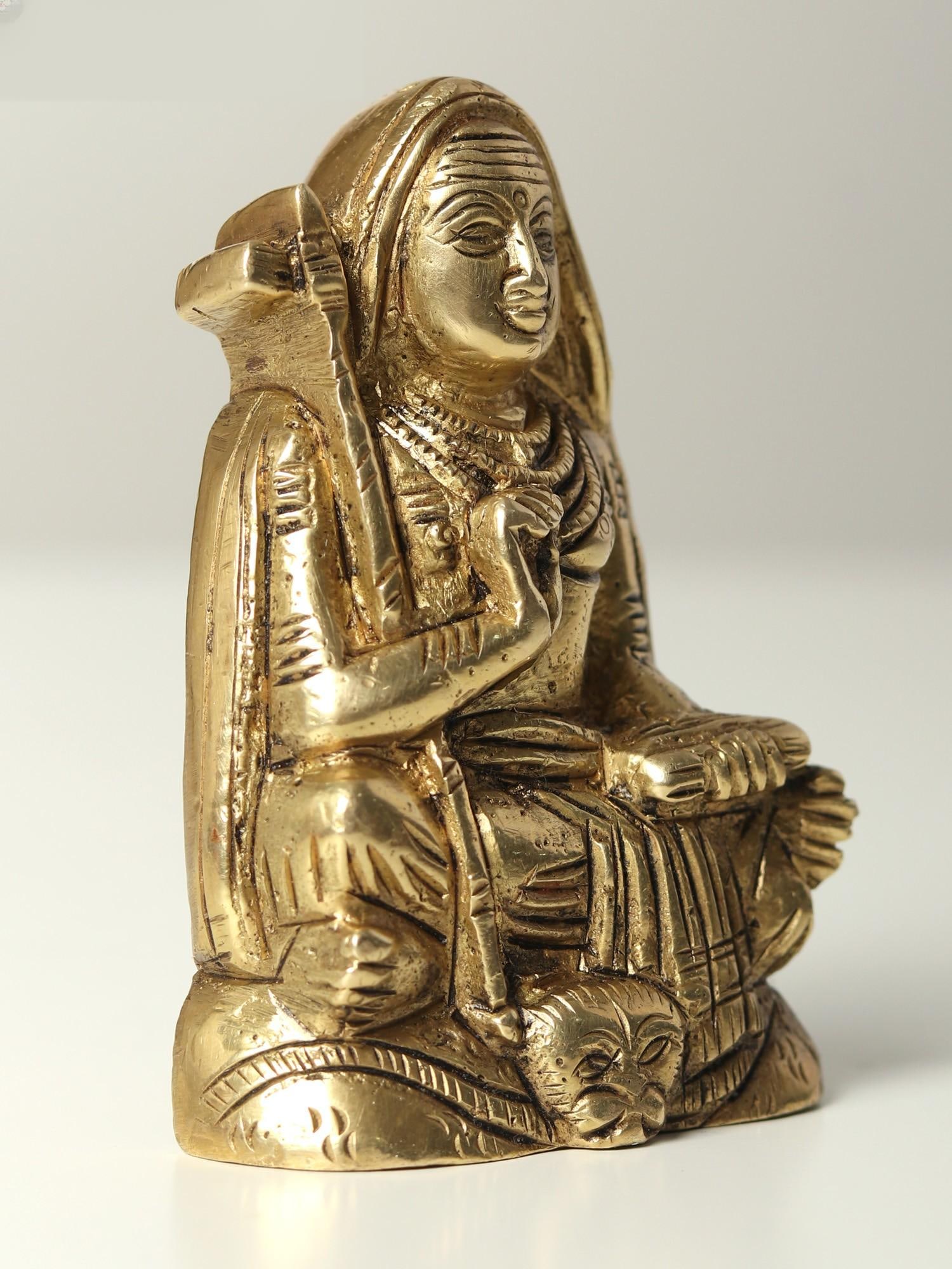 3" Small Adi Guru Shankaracharya Brass Statue - 2