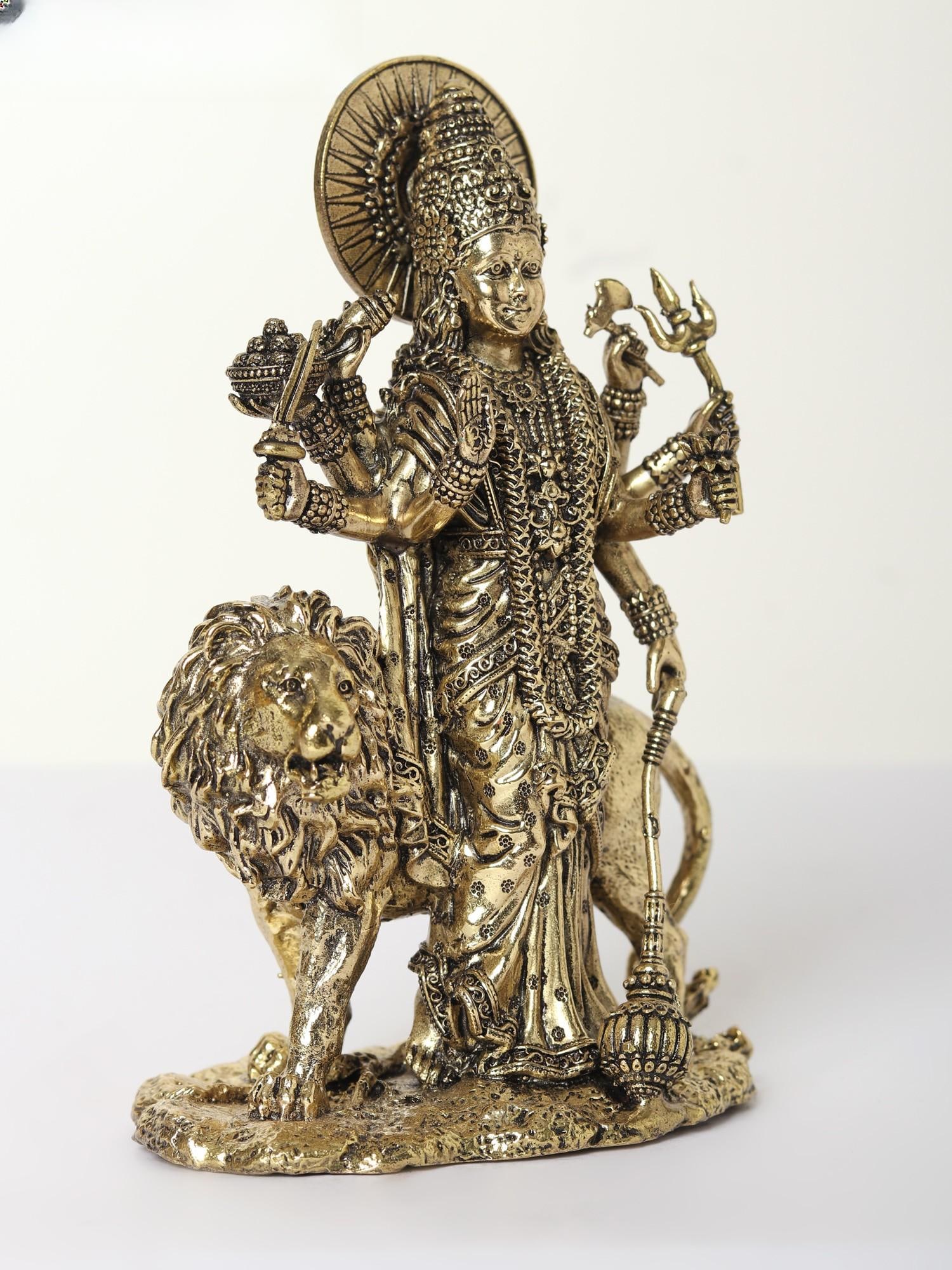Small Superfine Eight-Armed Standing Sherawali Maa (Multiple Sizes) | Brass Statue - 2