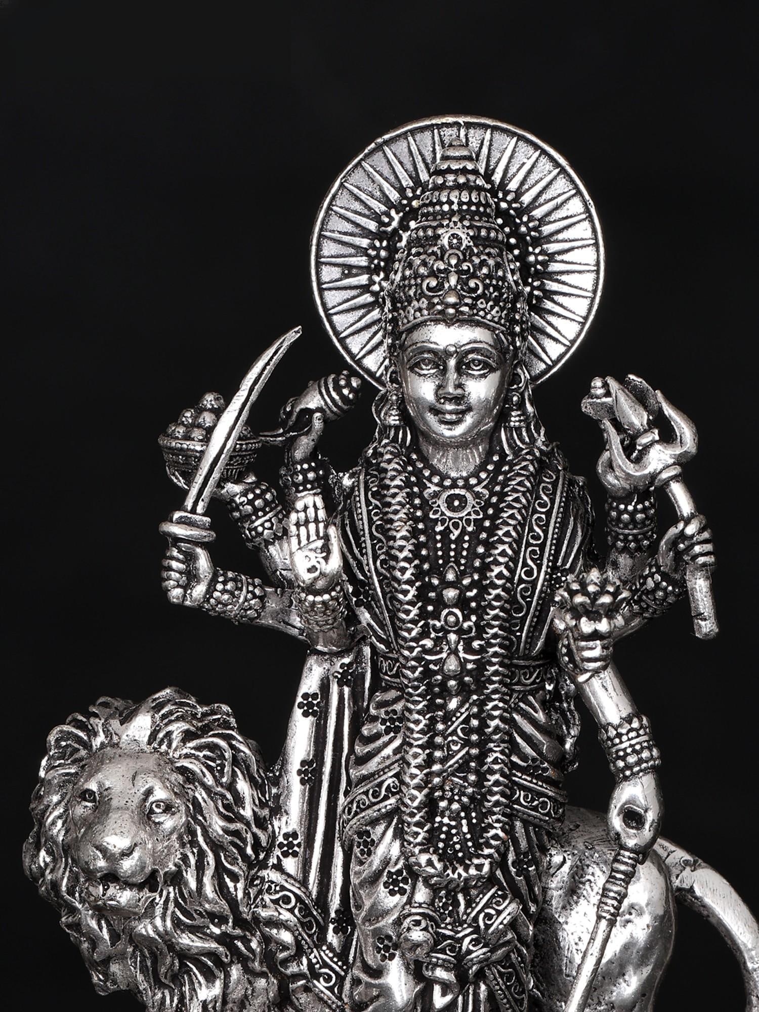 Small Superfine Eight-Armed Standing Sherawali Maa (Multiple Sizes) | Brass Statue - 2