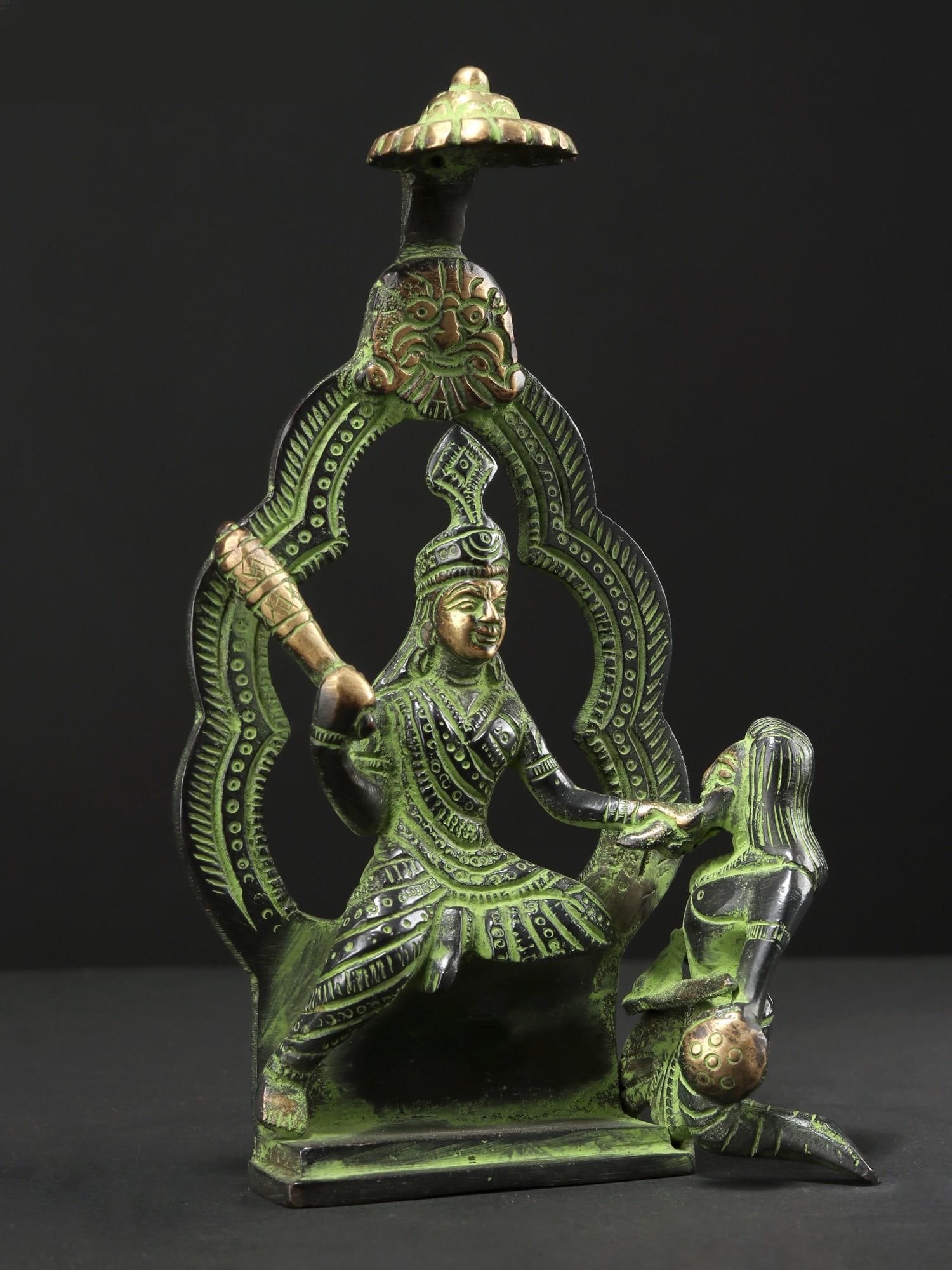 7" Mahavidya Bagalamukhi Brass Statue - 2