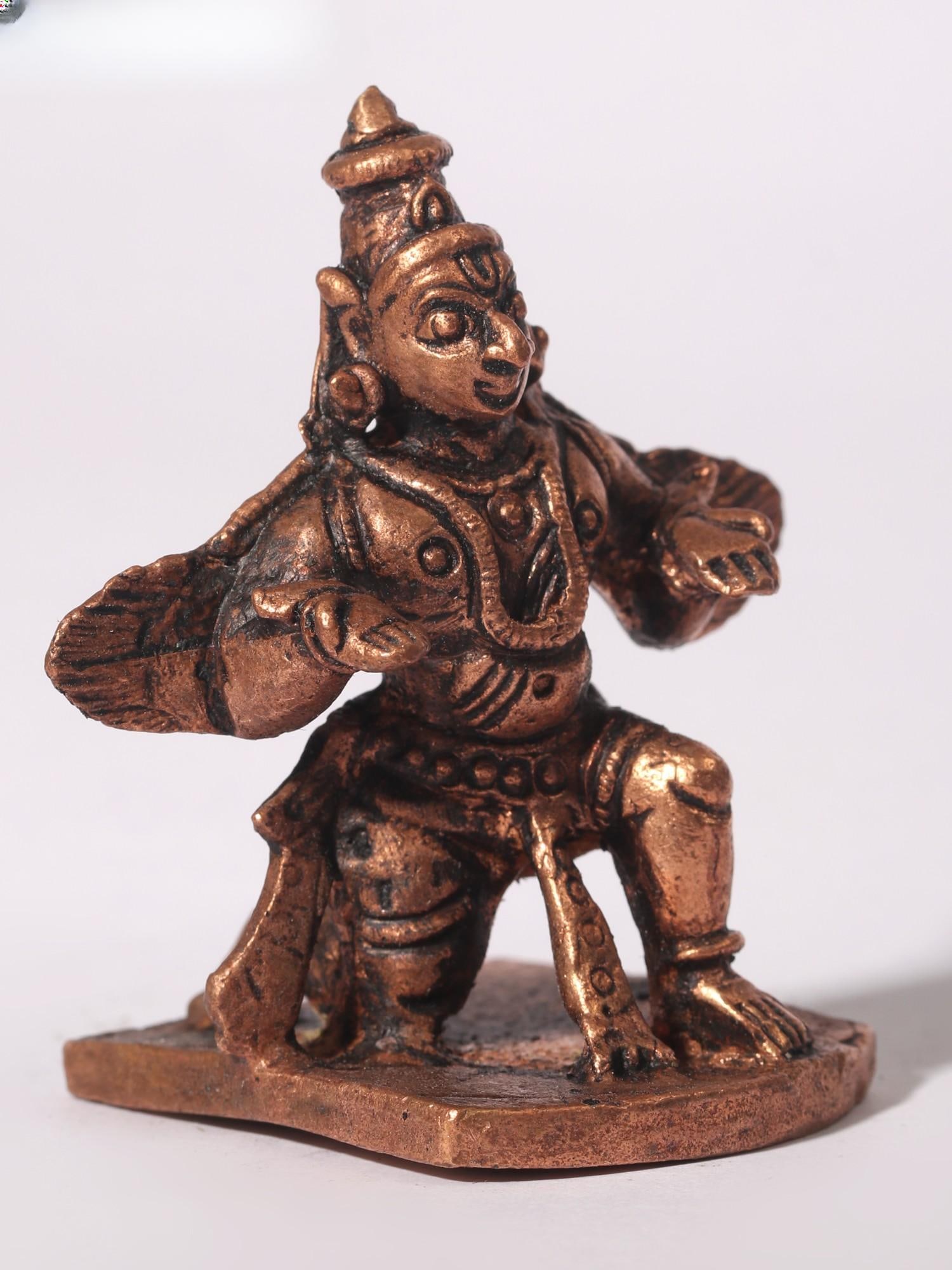 2" Small Garuda Copper Statue - Vahana of Lord Vishnu - 2