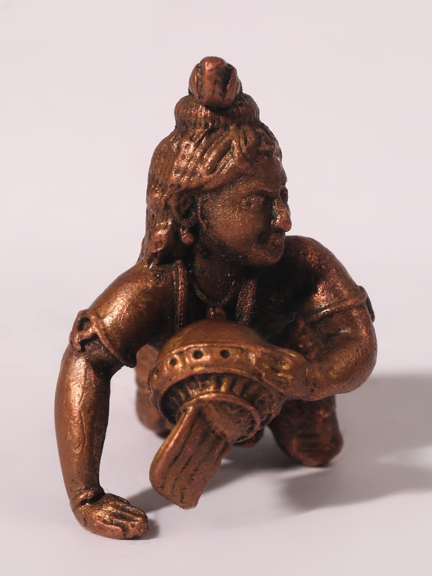 2" Small Makhan Chor Krishna Copper Statue (1 of 2)