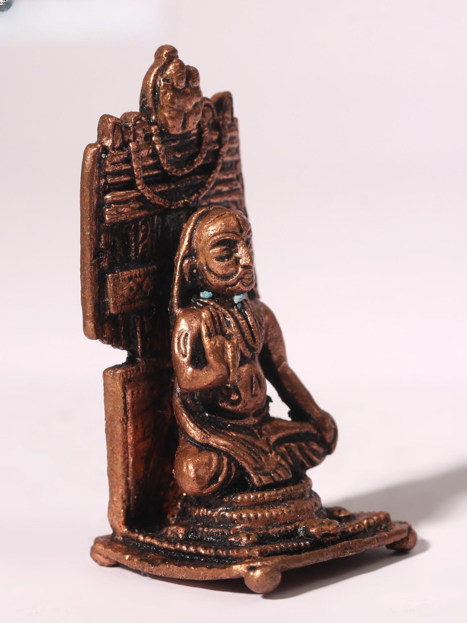 2" Small Raghavendra Swami Copper Statue - 2