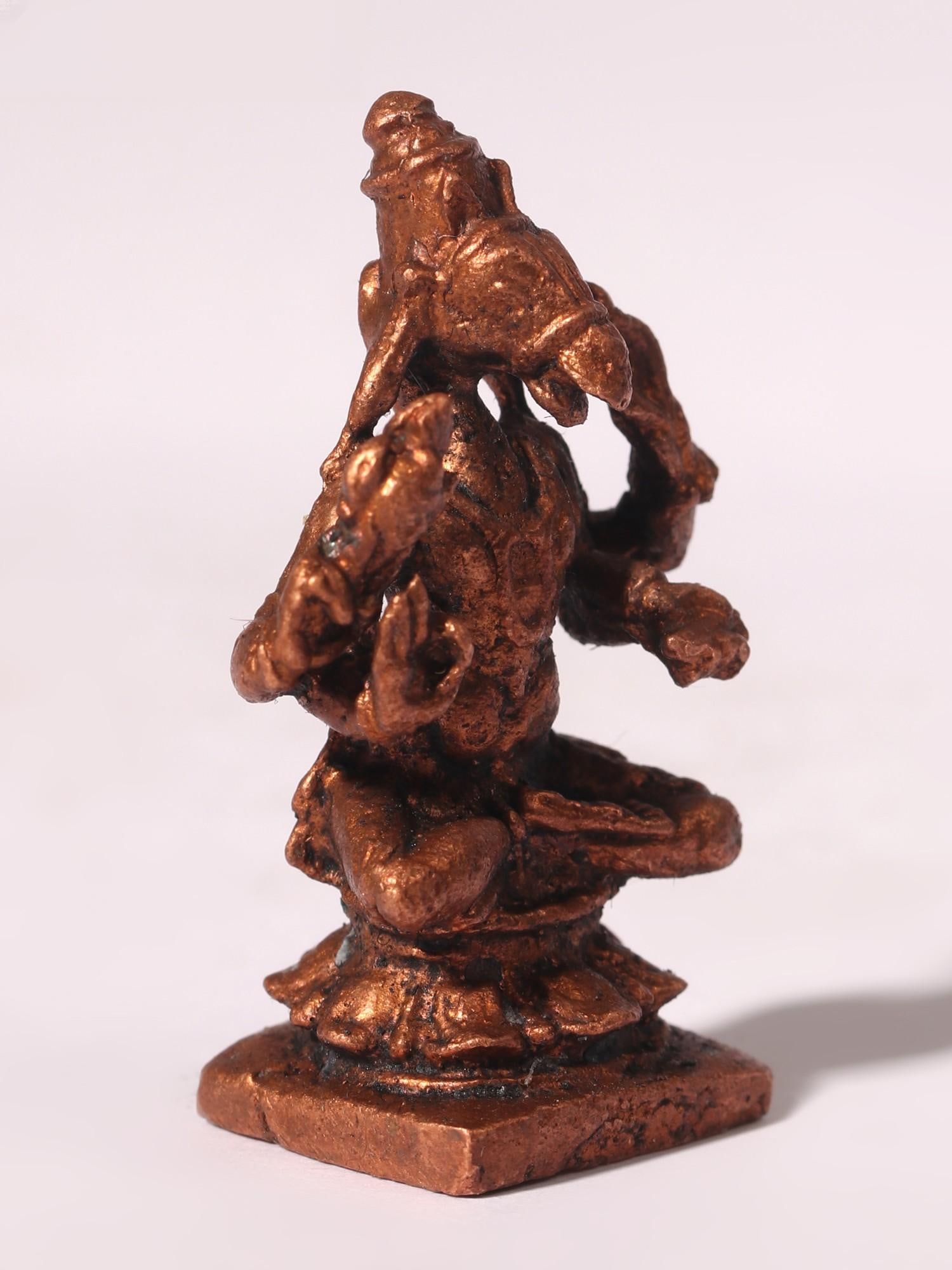 1" Small Sitting Lord Hayagriva Copper Statue - 2