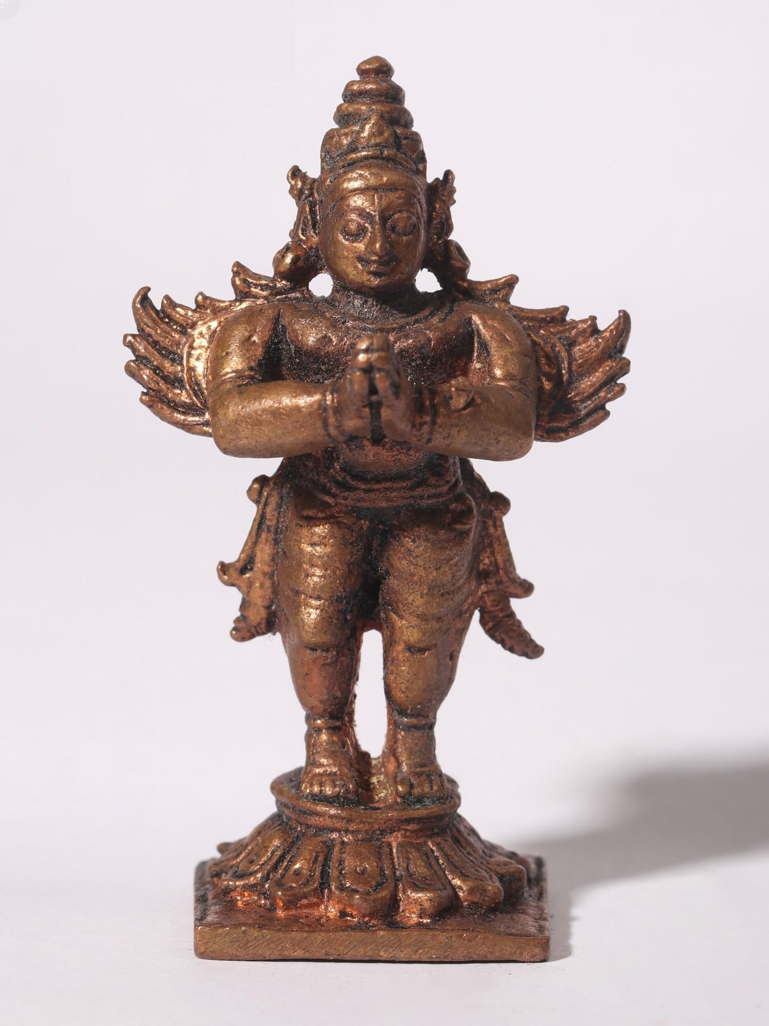 2" Small Standing Garuda - Vehicle of Lord Vishnu | Copper Statue: Title: 2" Small Standing Garuda - Vehicle of Lord Vishnu | Copper Statue Description: Additional Information: Copper Statues Reserve: $52.00 Shipping: Domestic: Flat-rate of $6.00 to anywhere within t