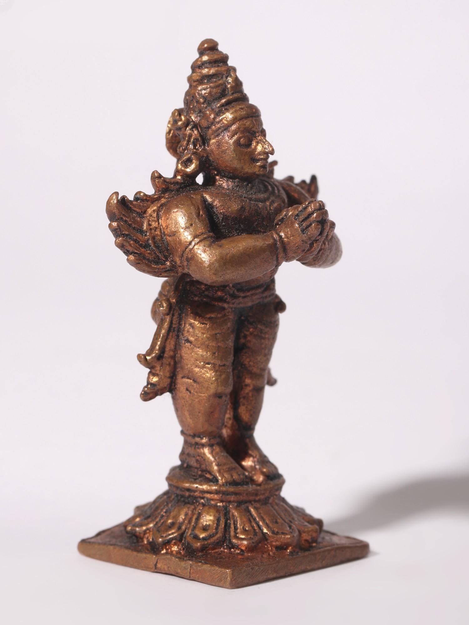 2" Small Standing Garuda - Vehicle of Lord Vishnu | Copper Statue - 2