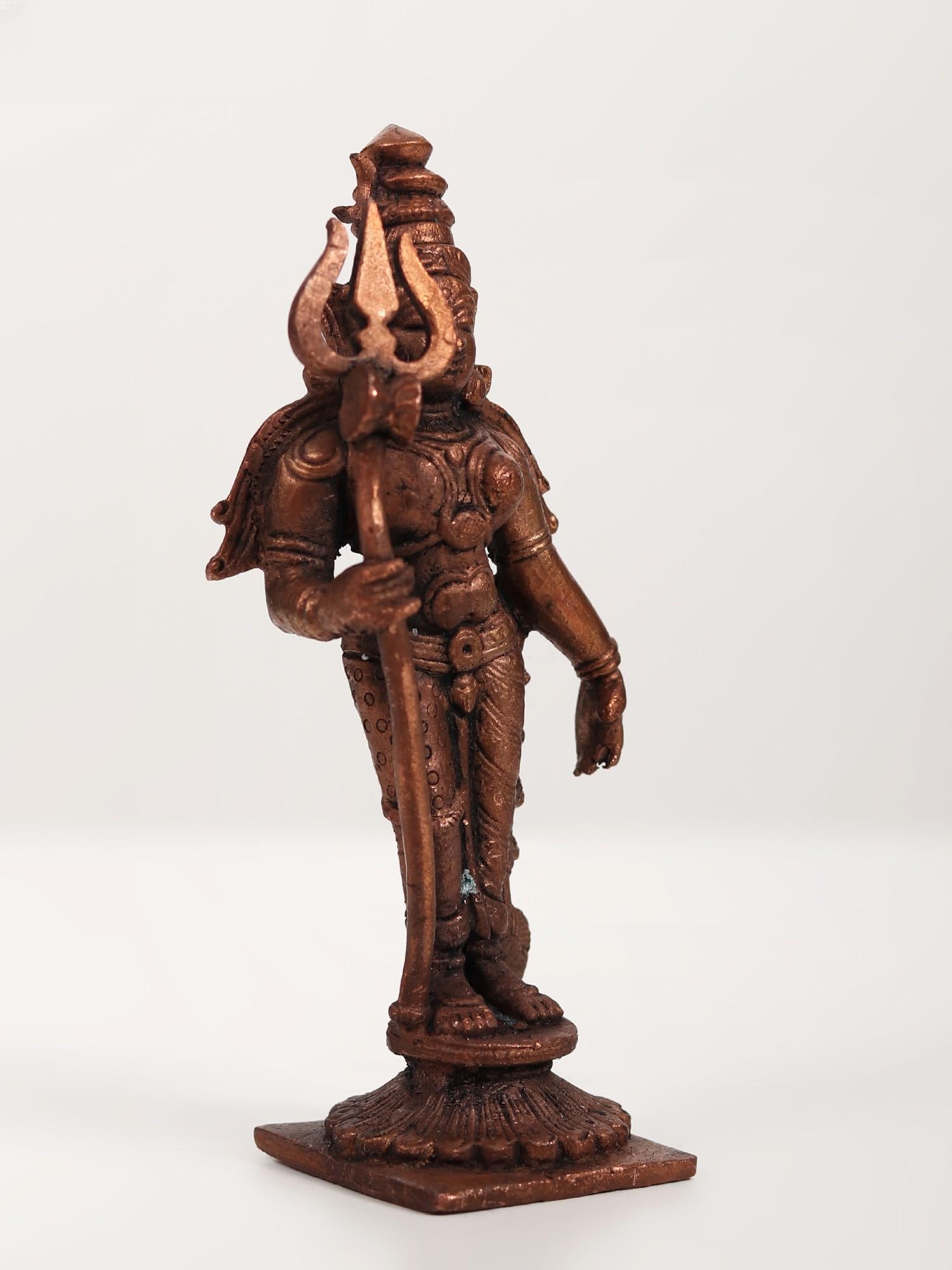 6” Small size Ardhanarishwar Copper Statue - 2
