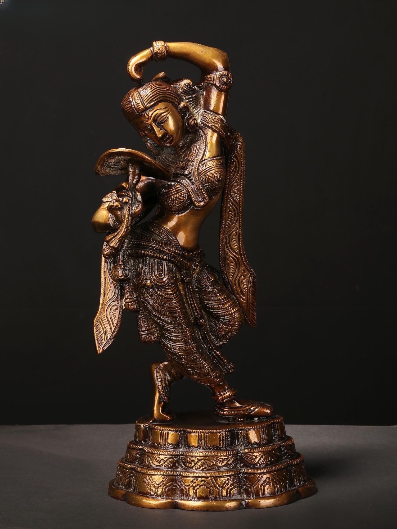 13" Shringar Lady Brass Statue with Lacquer Finish: Title: 13" Shringar Lady Brass Statue with Lacquer Finish Description: This Shringar Lady Brass Statue with Lacquer Finish is a captivating ode to the timeless beauty and grace of women, inspired by t
