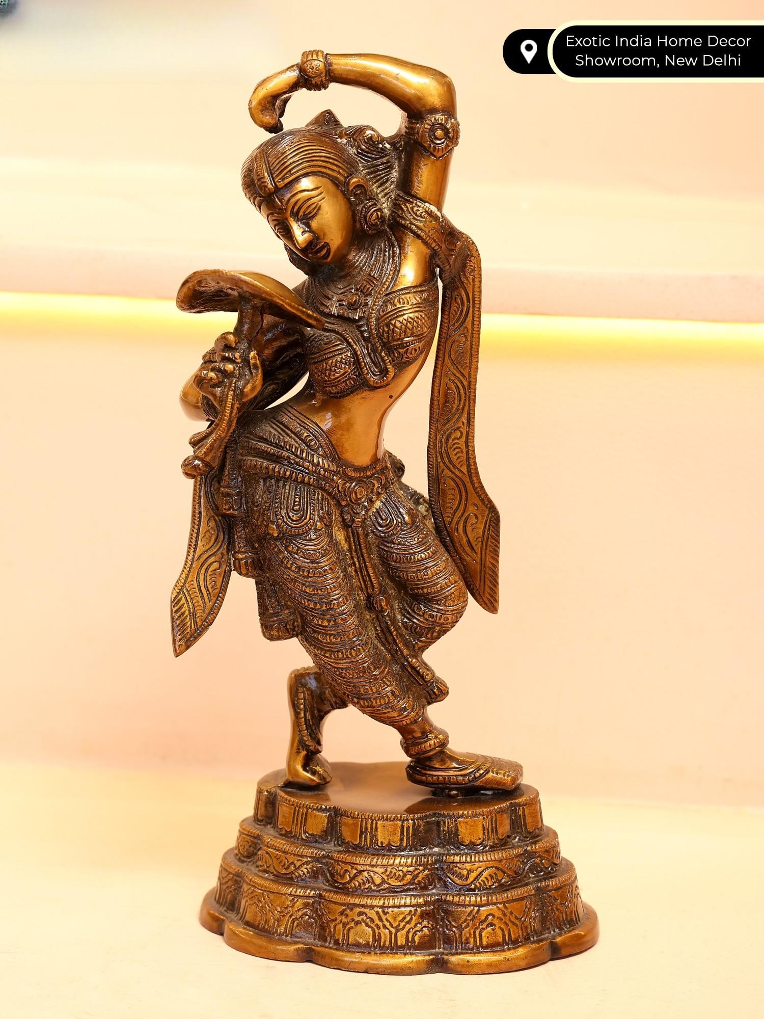 13" Shringar Lady Brass Statue with Lacquer Finish - 2