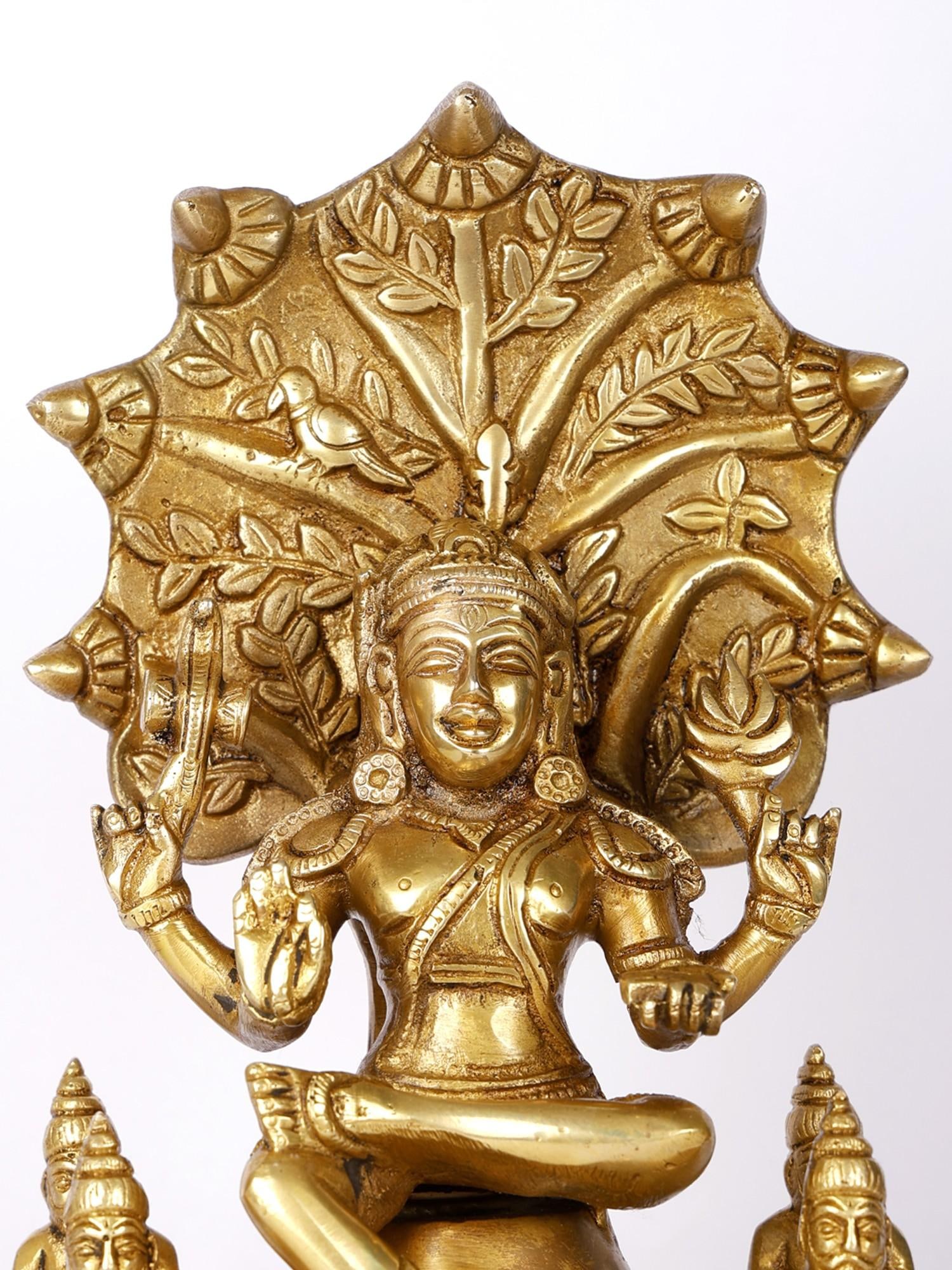 8" Dakshinamurti Shiva Brass Statue - 2