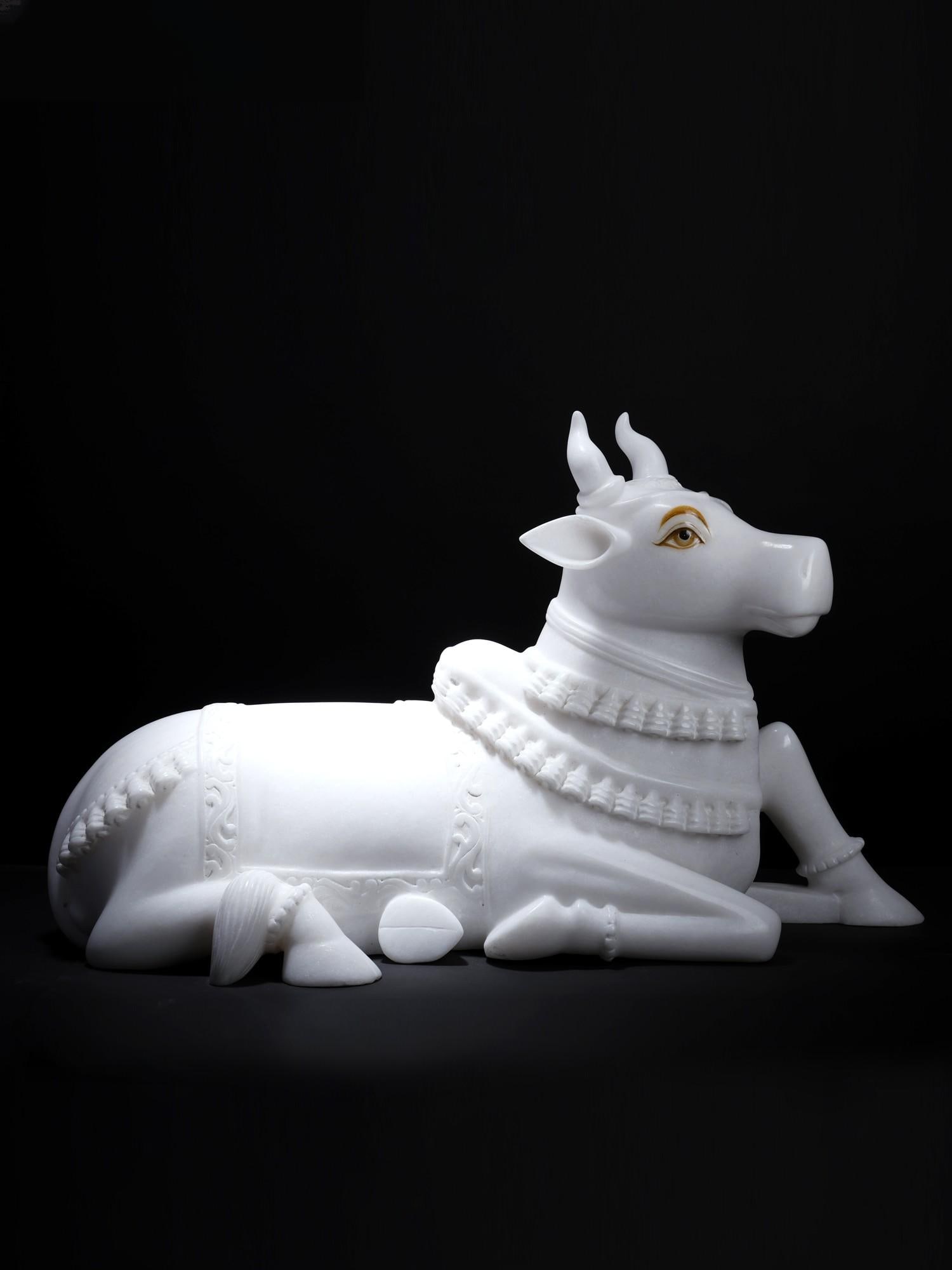 30" Large Nandi White Marble Statue - The Vehicle of Lord Shiva (1 of 2)