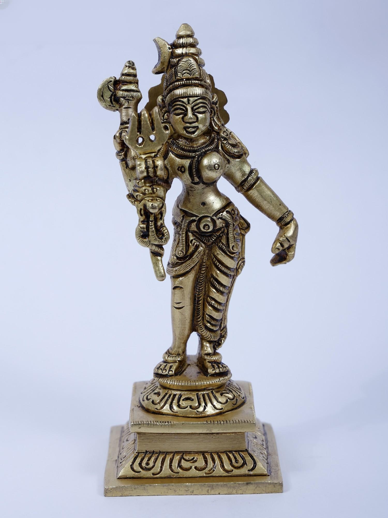 5" Fine Small Ardhanarishvara Brass Statue | Shiva-Shakti Idol (1 of 2)