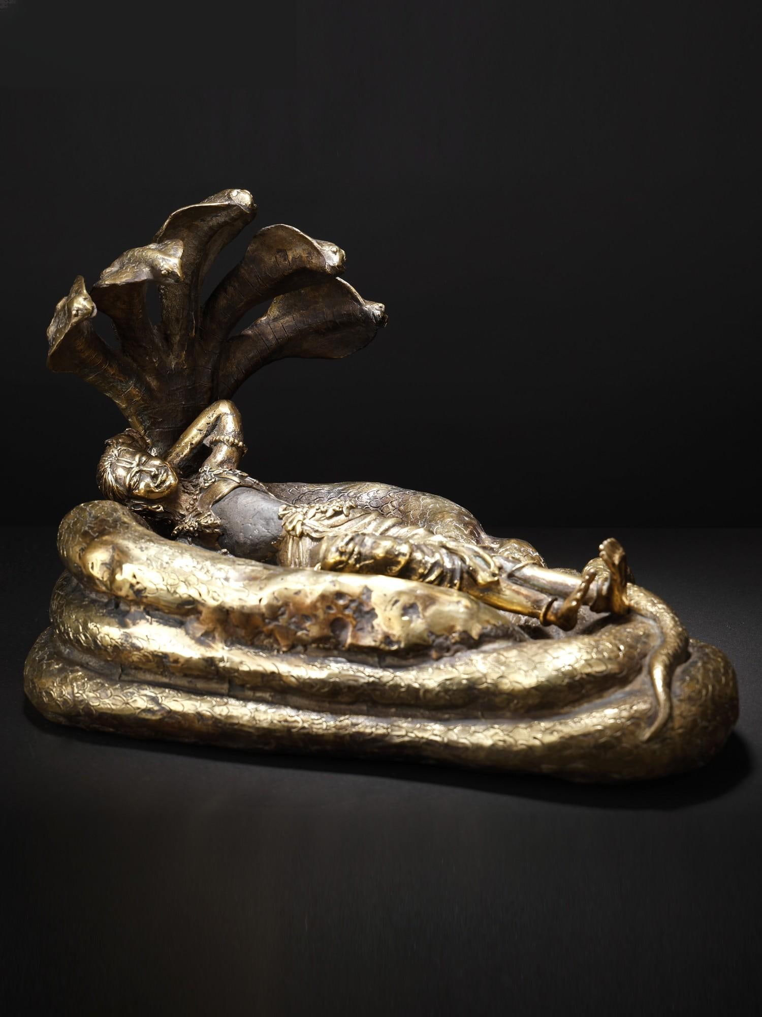 14" Shesha-Shayi Lord Vishnu Original Brass Sculpture: Title: 14" Shesha-Shayi Lord Vishnu Original Brass Sculpture Description: Additional Information: Hindu Gods & Goddesses Statues Reserve: $1,237.00 Shipping: Domestic: Flat-rate of $137.00 to