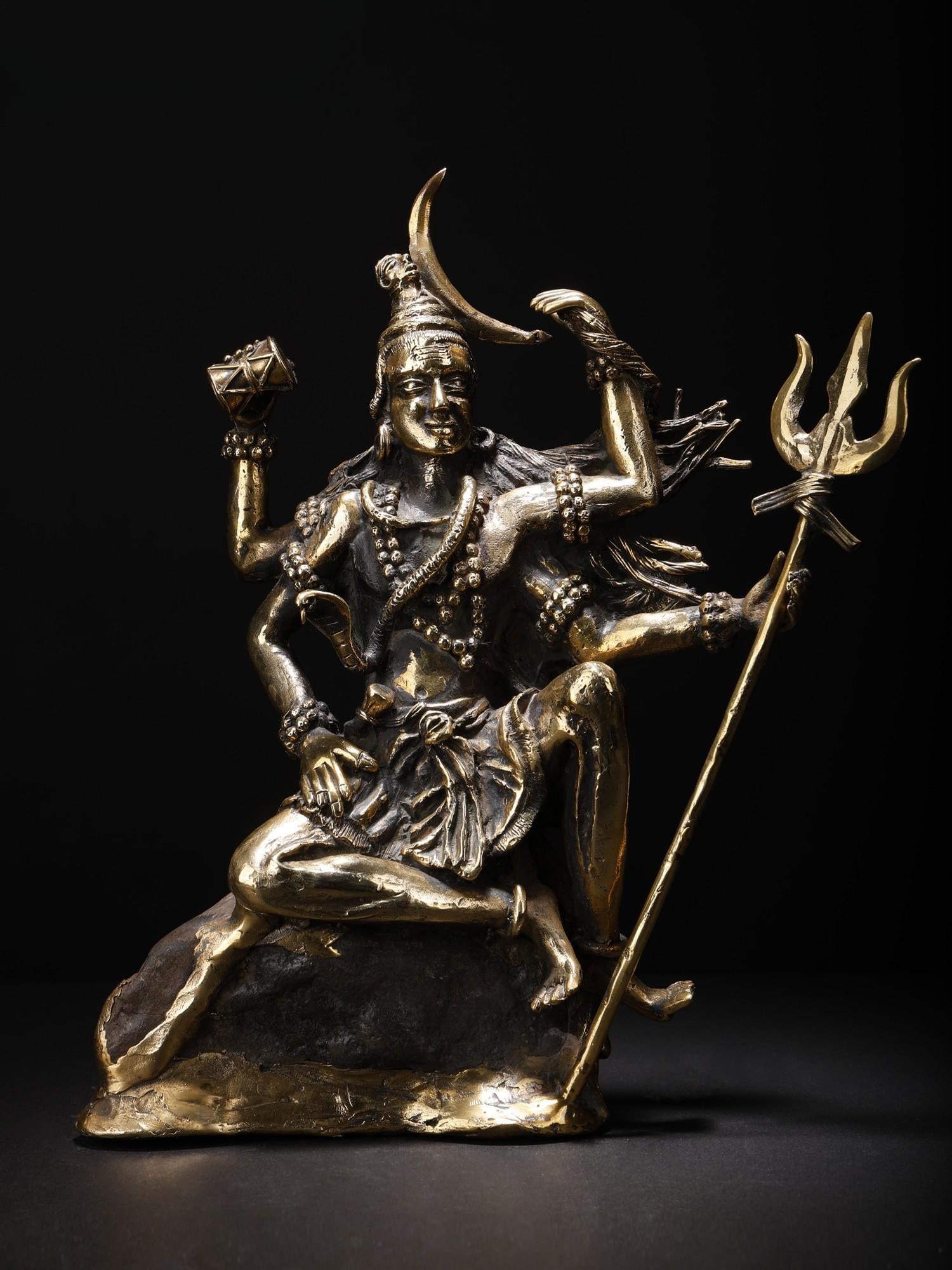 11" Four Armed Sitting Lord Shiva | Original Sculpture: Title: 11" Four Armed Sitting Lord Shiva | Original Sculpture Description: Additional Information: Hindu Gods & Goddesses Statues Reserve: $616.00 Shipping: Domestic: Flat-rate of $68.00 to anywhere w