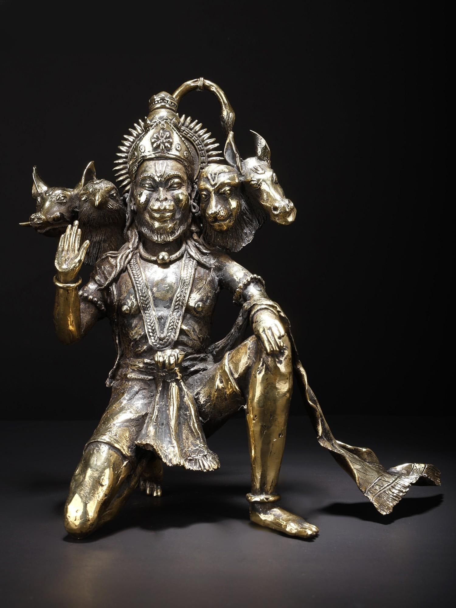 10" Panchamukhi Lord Hanuman Seated in Blessing Gesture | Original Sculpture: Title: 10" Panchamukhi Lord Hanuman Seated in Blessing Gesture | Original Sculpture Description: Additional Information: Hindu Gods & Goddesses Statues Reserve: $616.00 Shipping: Domestic: Flat-rate o