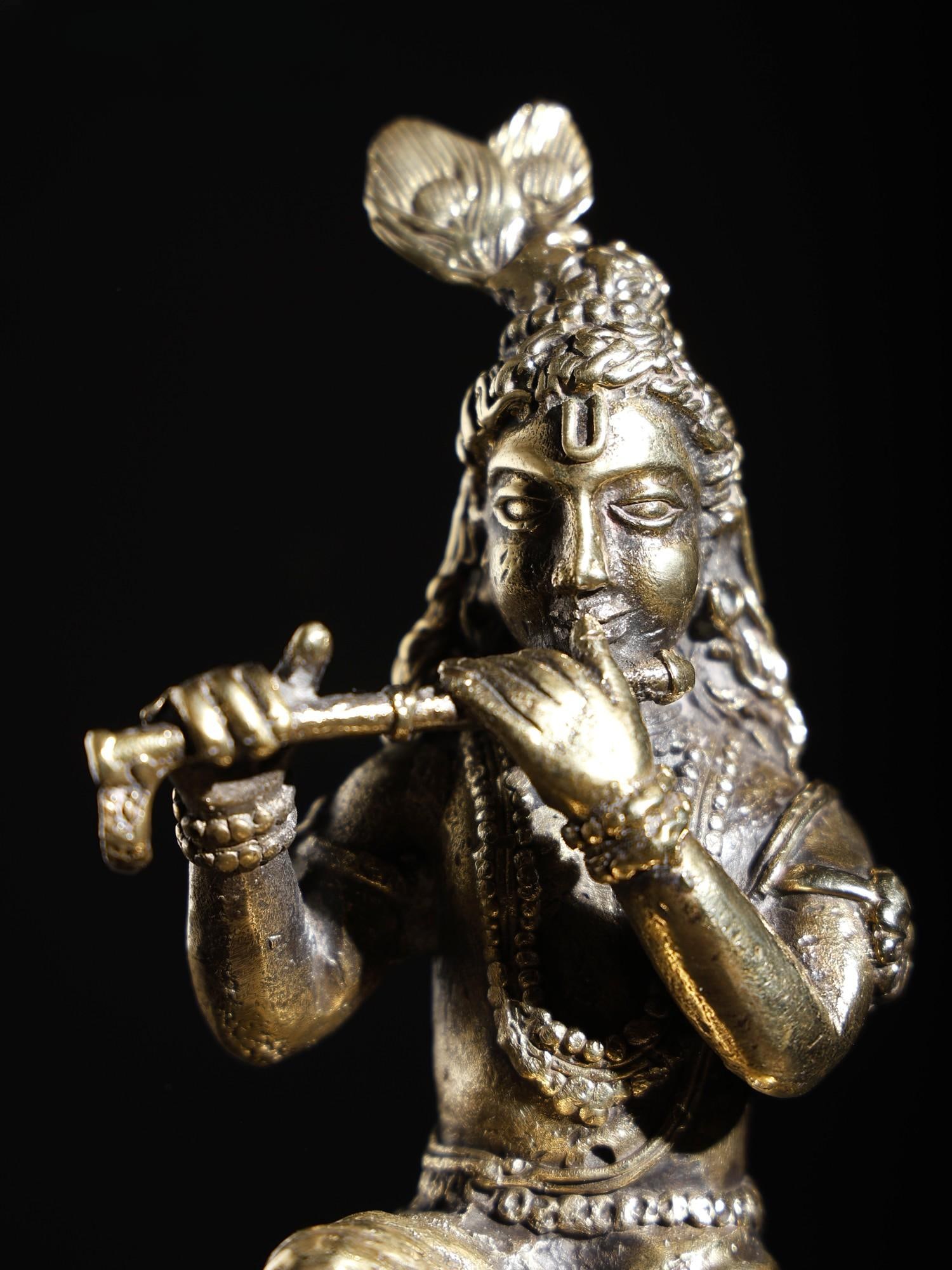 7" Krishna Playing Flute | Original Sculpture - 2