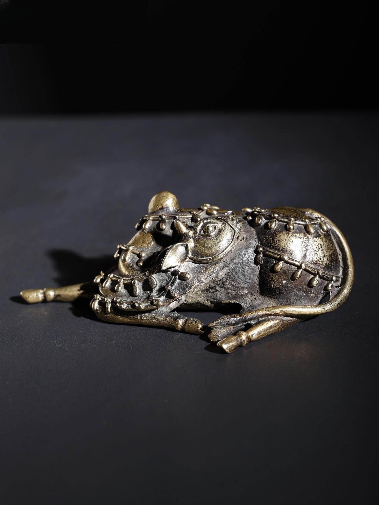 5" Small Decorated Nandi | Original Sculpture: Title: 5" Small Decorated Nandi | Original Sculpture Description: Additional Information: Brass Statues Reserve: $82.00 Shipping: Domestic: Flat-rate of $9.00 to anywhere within the contiguous U.S.
