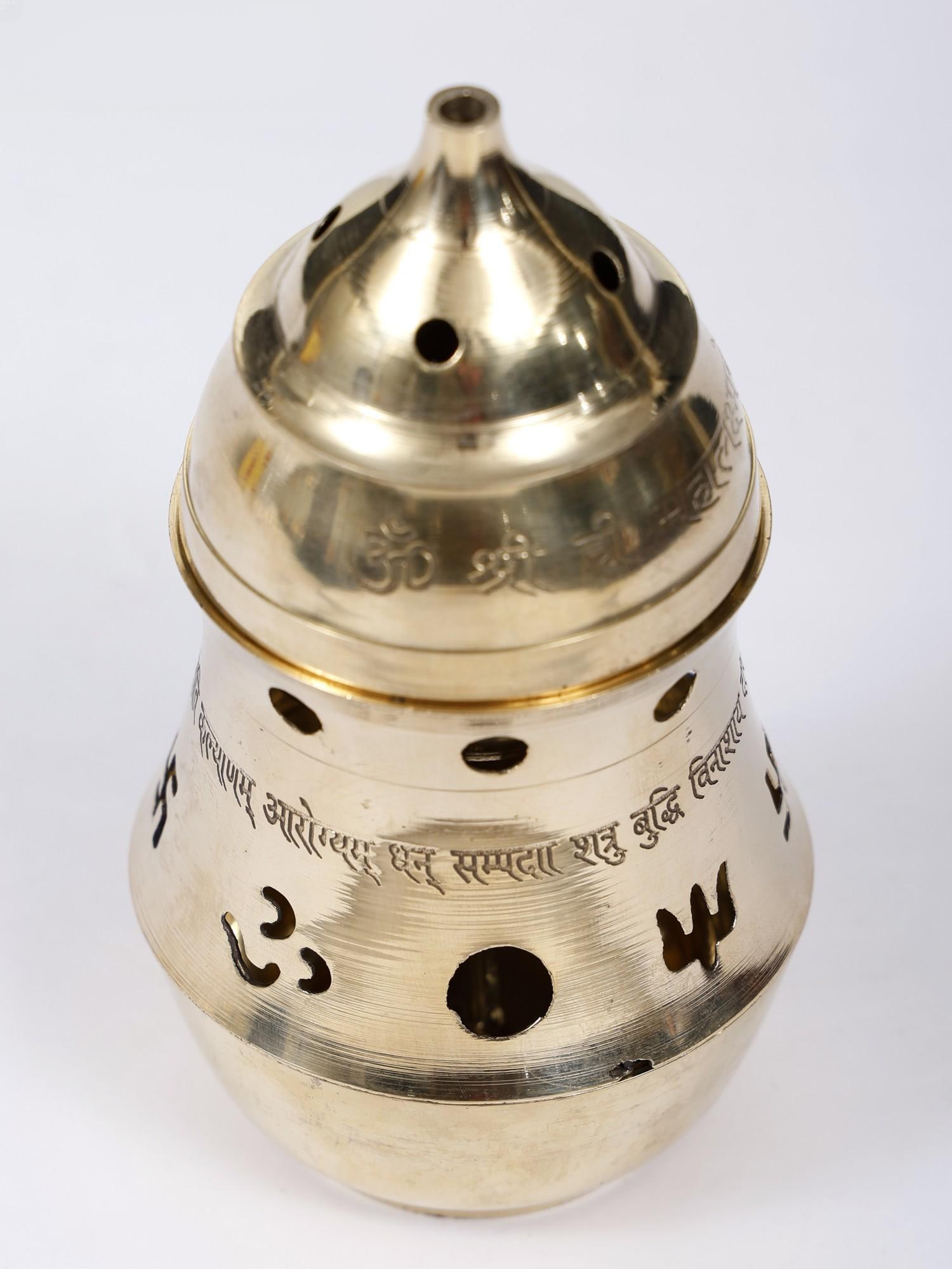 6" Brass Multipurpose Akhand Diya/Kapoor Dani/Incense Diffuser - 2