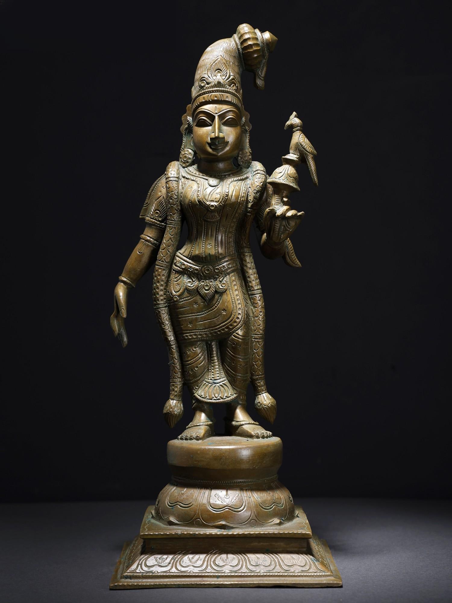 18" Goddess Andal Bronze Statue | Religious Figurine (1 of 2)