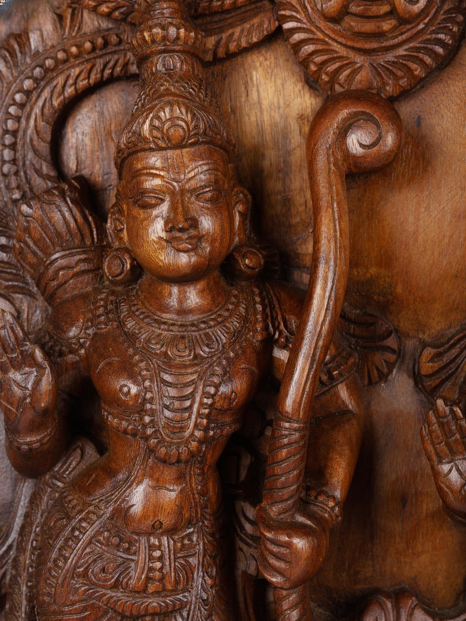 24" Blessing Siya-Rama Wood Carved Statue - 2