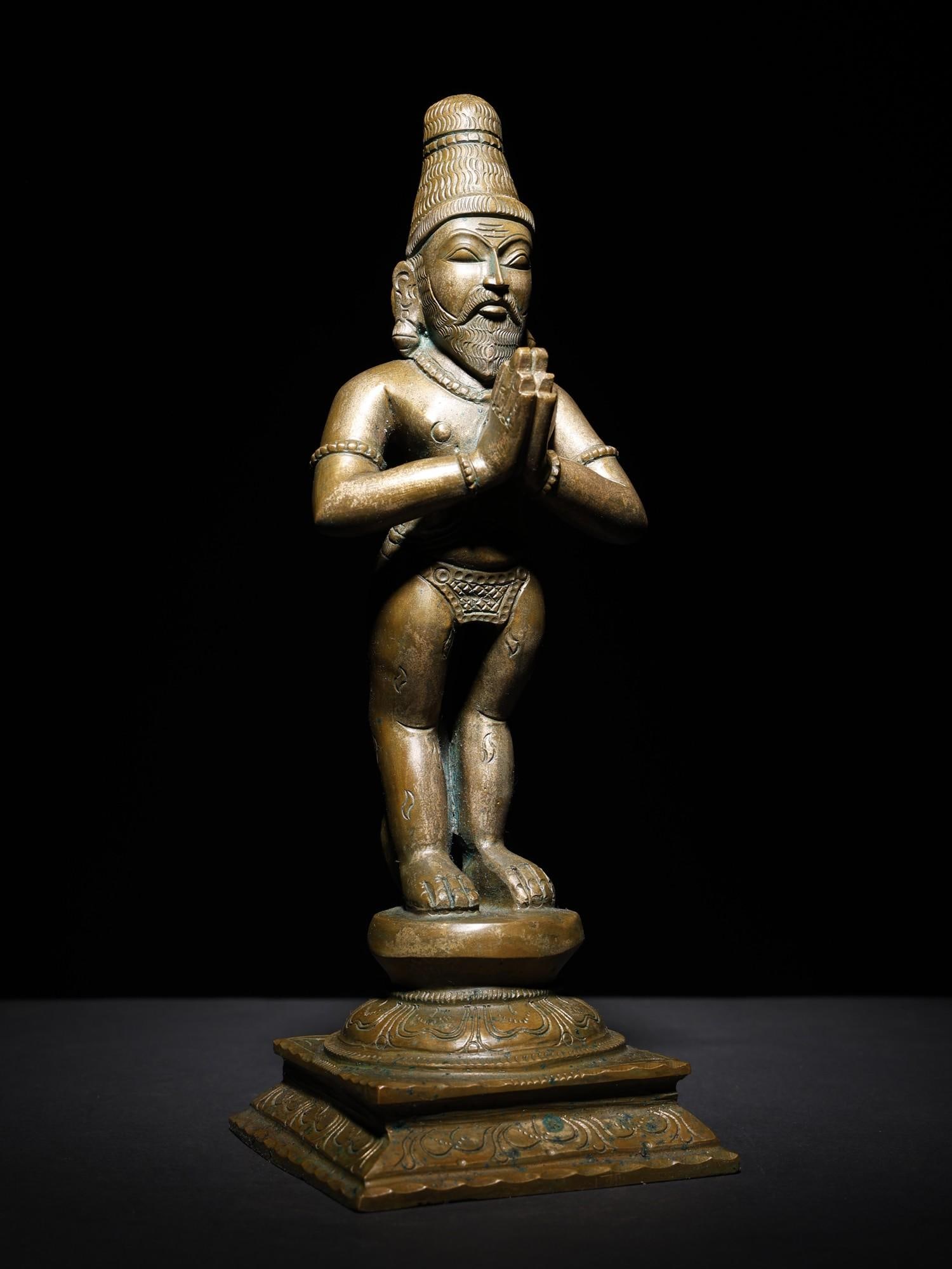 12" Nayanara Saint Vyaghrapada Bronze Statue - 2
