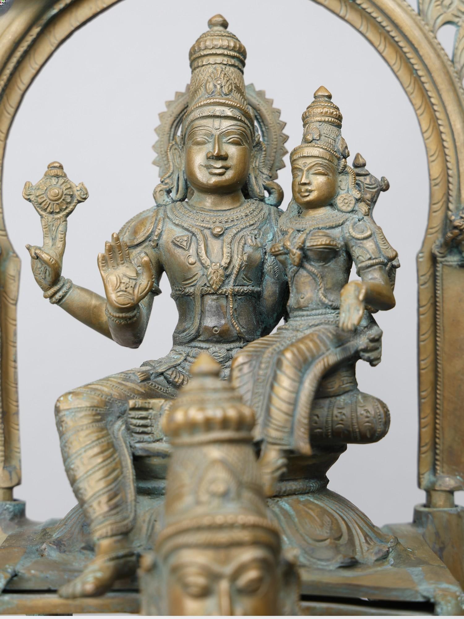 20" Lakshmi - Narayana with Garuda | Bronze Statue - 2