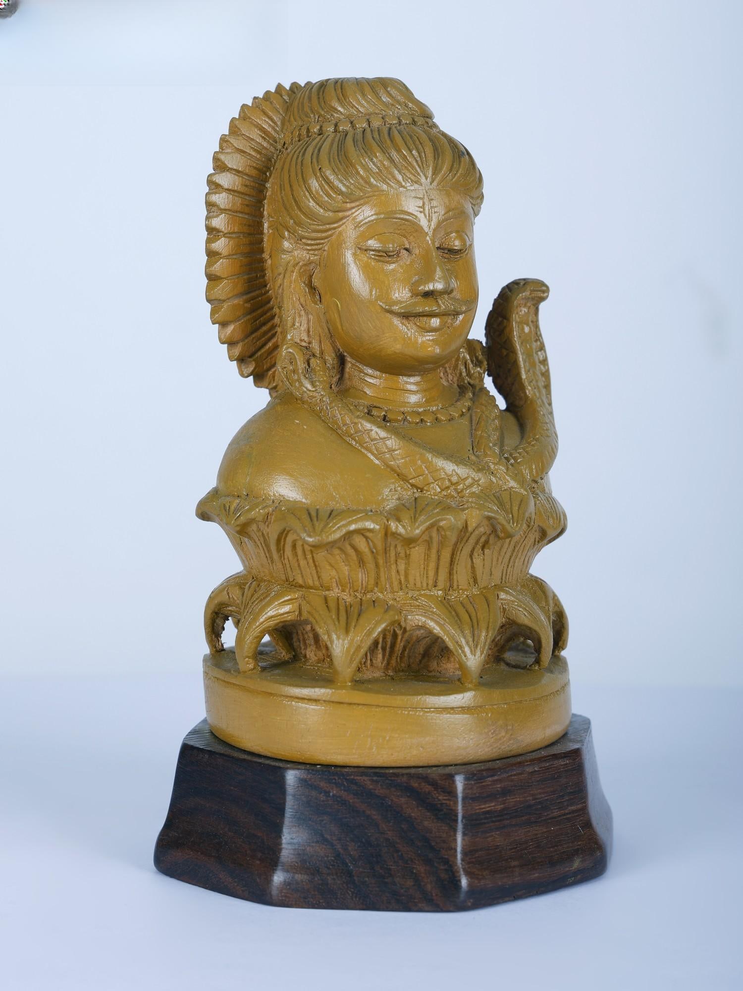 7" Lord Shiva Bust in Wood - 2
