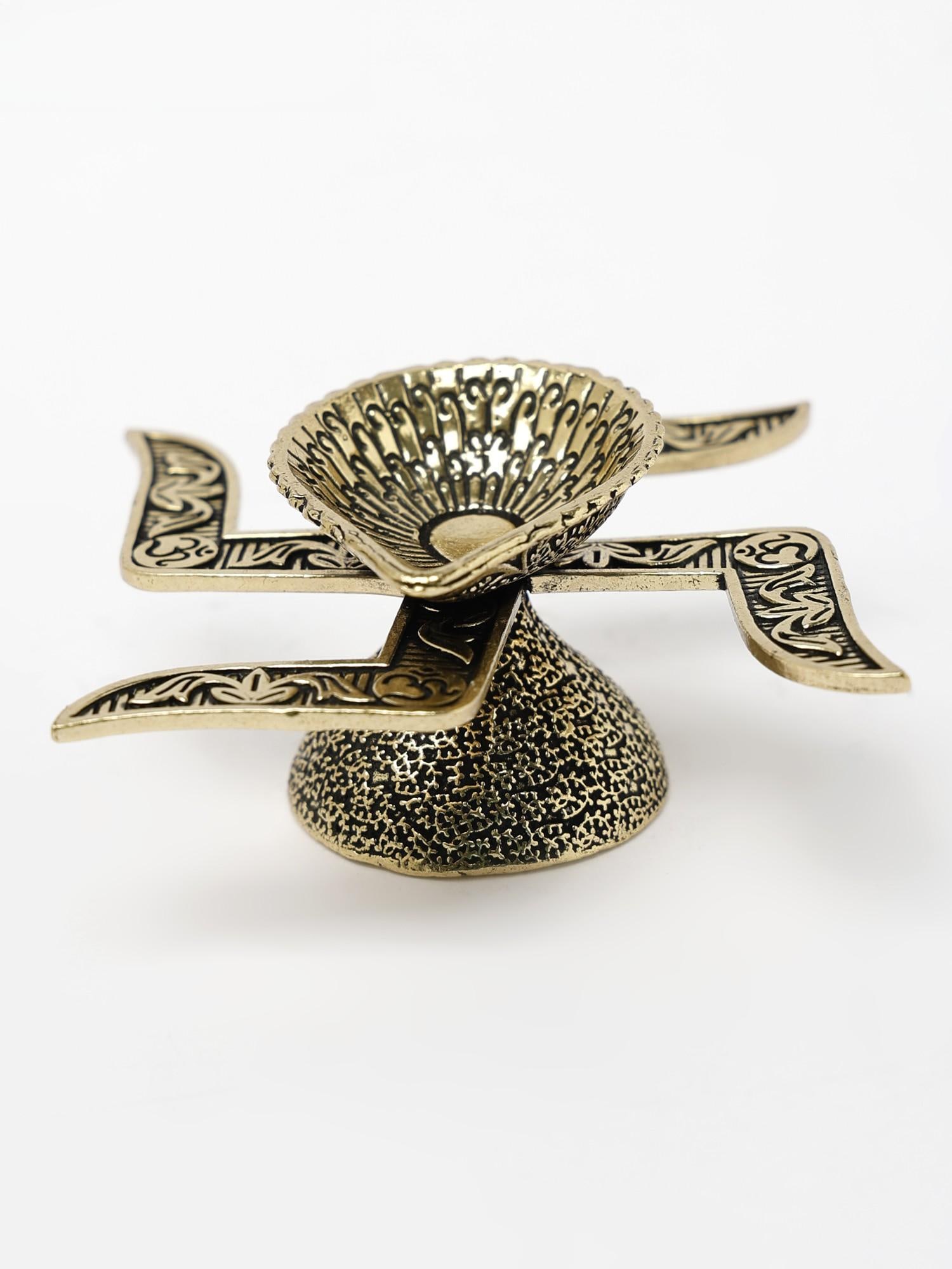 2" Small Swastik Diya in Brass - 2