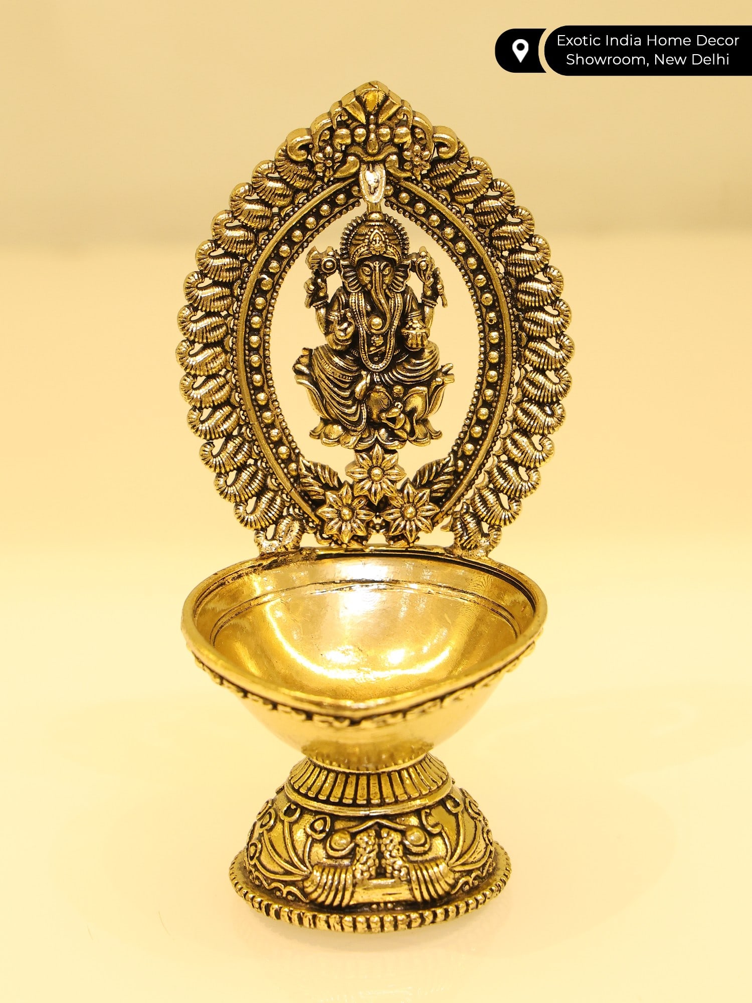 5" Small Superfine Ganesha Lamp in Brass - 2