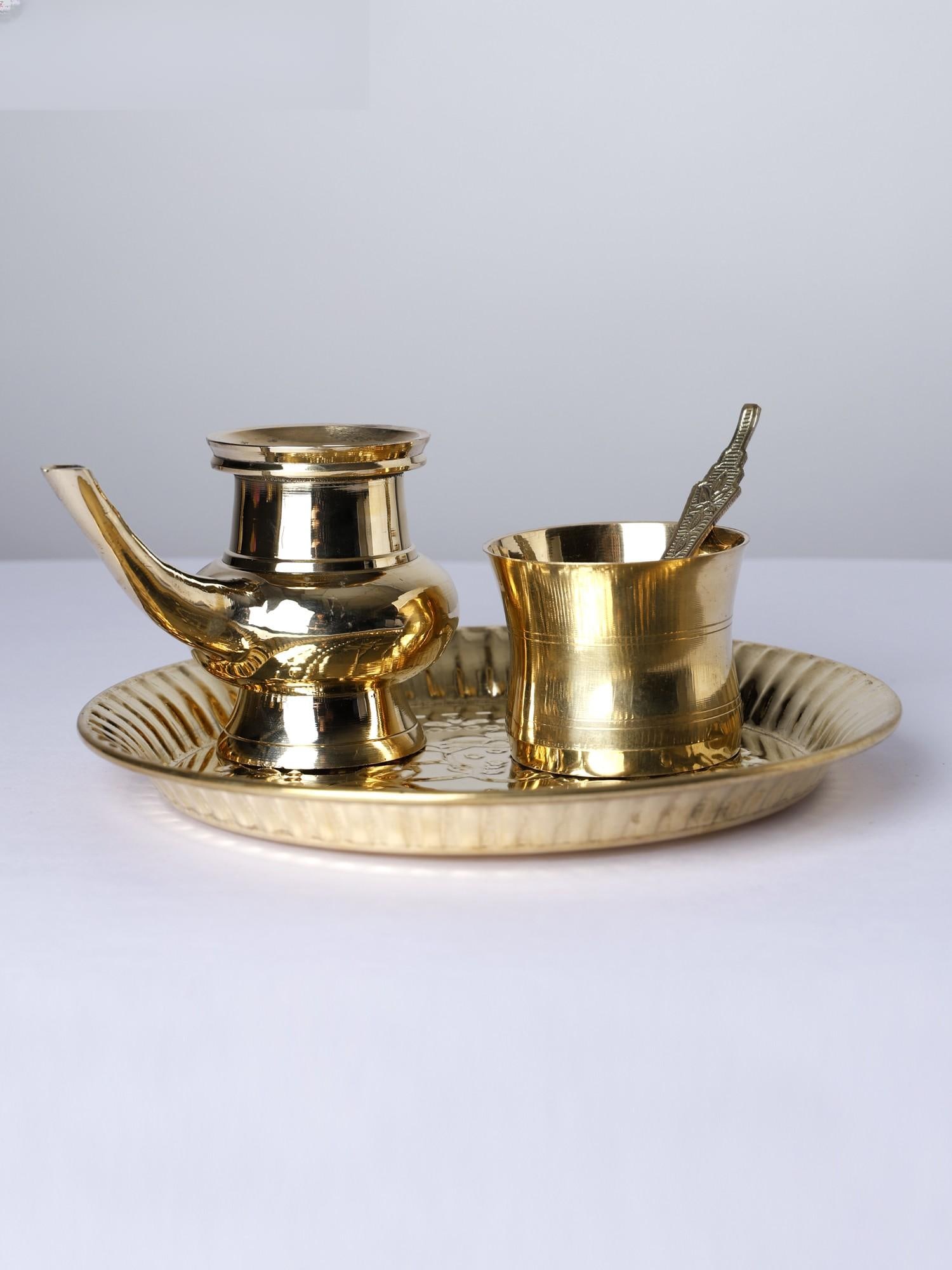 8" Set of Brass Puja Thali | Ritual Puja Items - 2