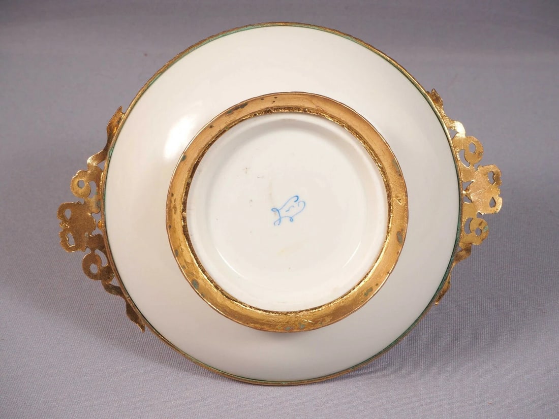 Antique Sevres French Porcelain Ormolu Bronze Snack Nut Basket Tray Cherubs - 4