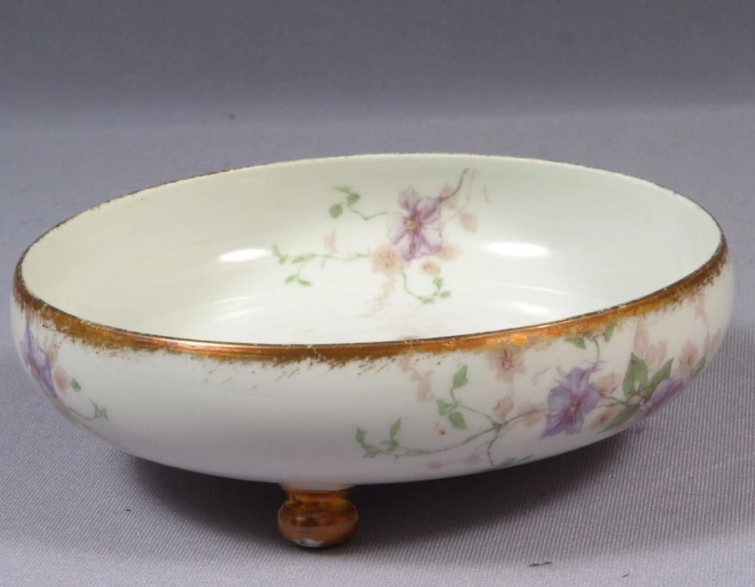 Limoges CHField Haviland GDA France Tray Platter Nut Bonbon Dish Purple Flowers - 2