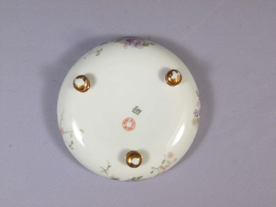 Limoges CHField Haviland GDA France Tray Platter Nut Bonbon Dish Purple Flowers - 4