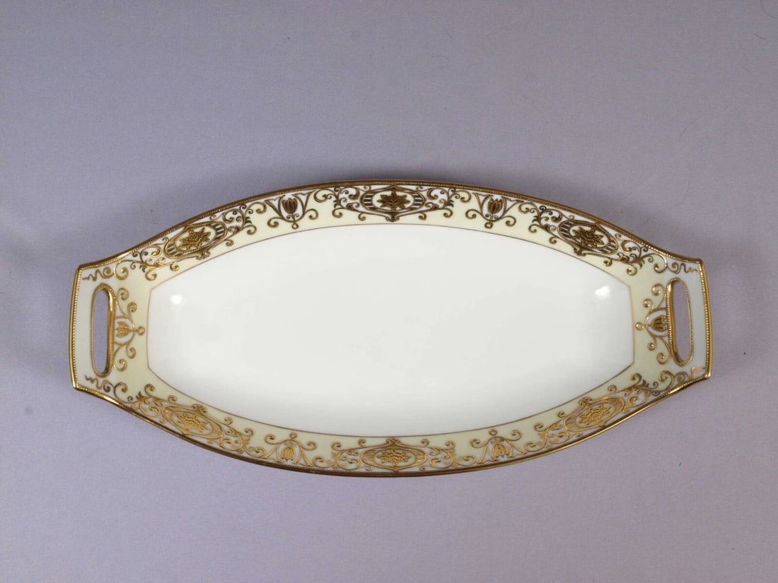NORITAKE 175 Christmas Ball Long Snack Tray Platter ANTIQUE 1930 Hand painted (1 of 4)