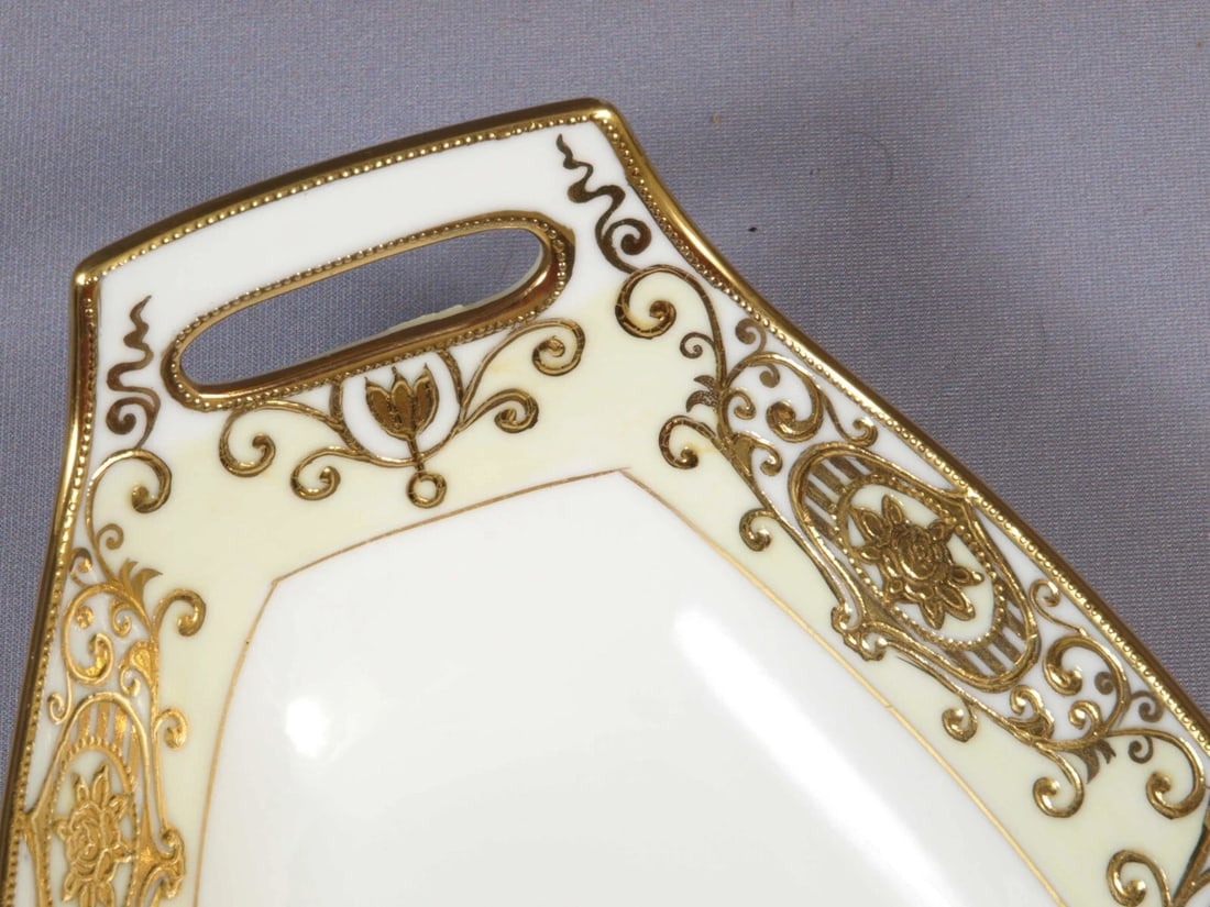 NORITAKE 175 Christmas Ball Long Snack Tray Platter ANTIQUE 1930 Hand painted - 2