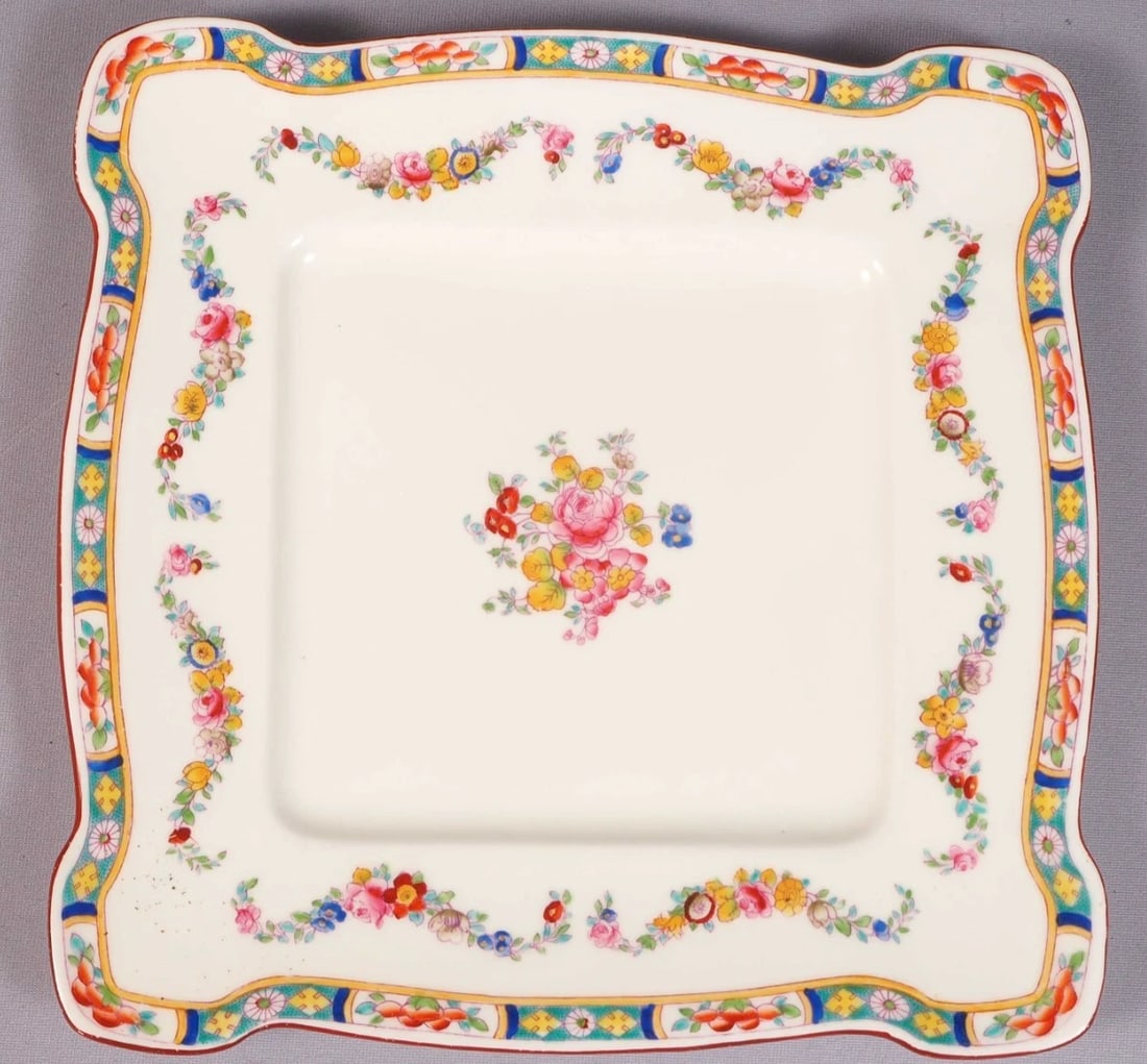Minton Rose Antique Older Cake Sandwich Snack Tray Dish Platter England: This is a rare and gorgeous Cake/Dessert/Snack Serving Tray/Platter from the older version of the famous Minton rose pattern. This is a very rare piece and very hard to find. The tray is properly mark