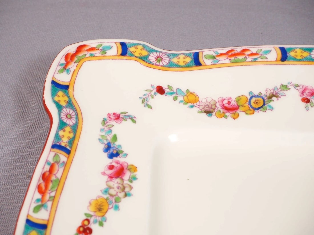 Minton Rose Antique Older Cake Sandwich Snack Tray Dish Platter England - 3