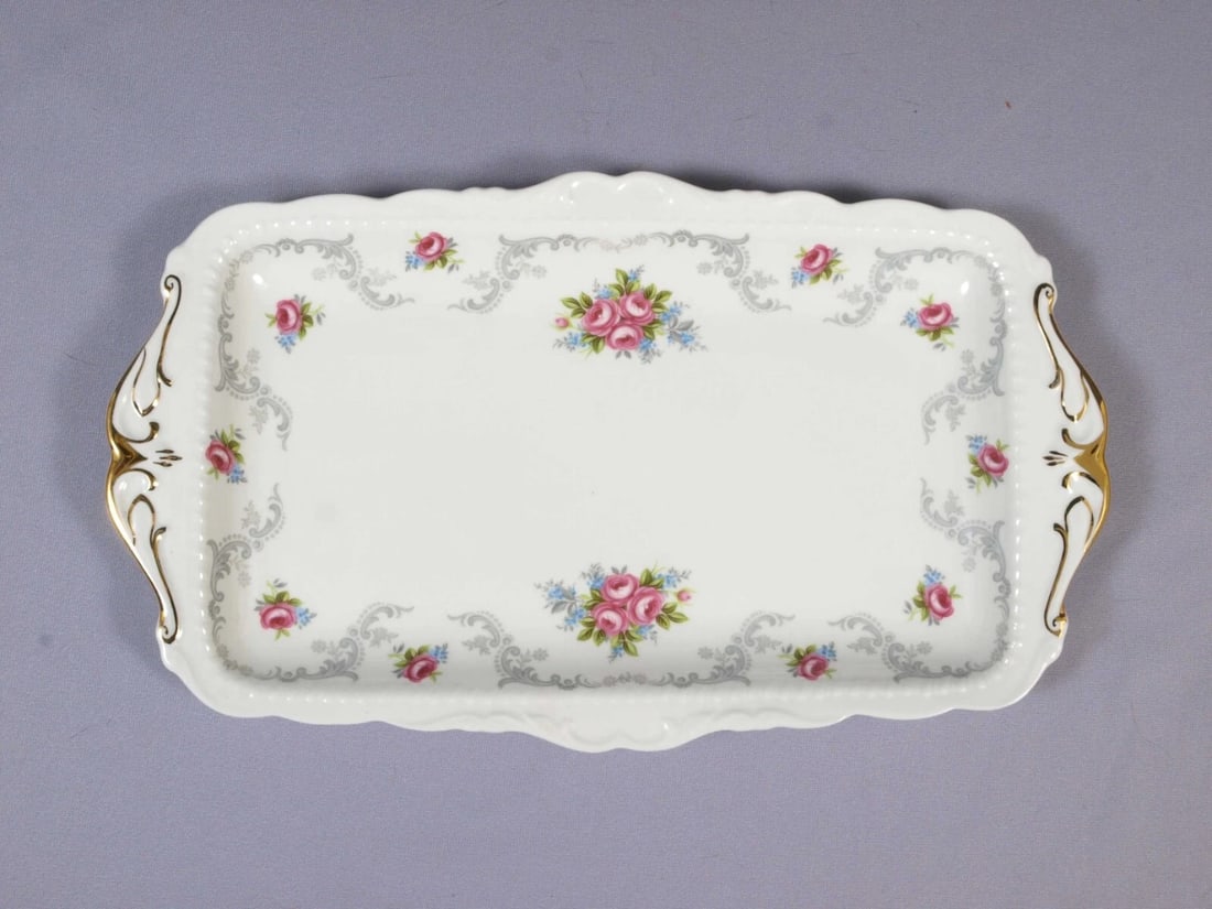 Royal Albert Tranquillity Sandwich Snack Tray Dish Pink Roses England (1 of 4)