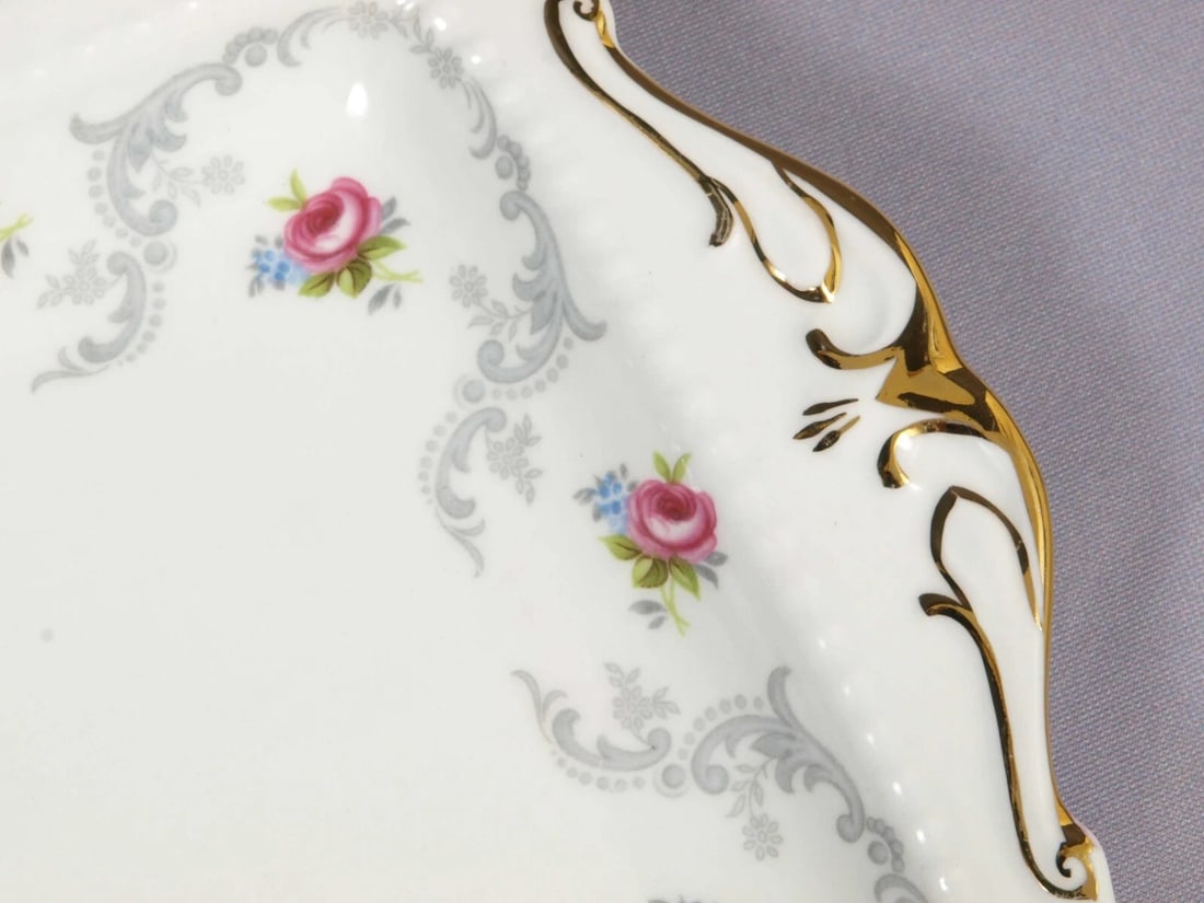 Royal Albert Tranquillity Sandwich Snack Tray Dish Pink Roses England - 2