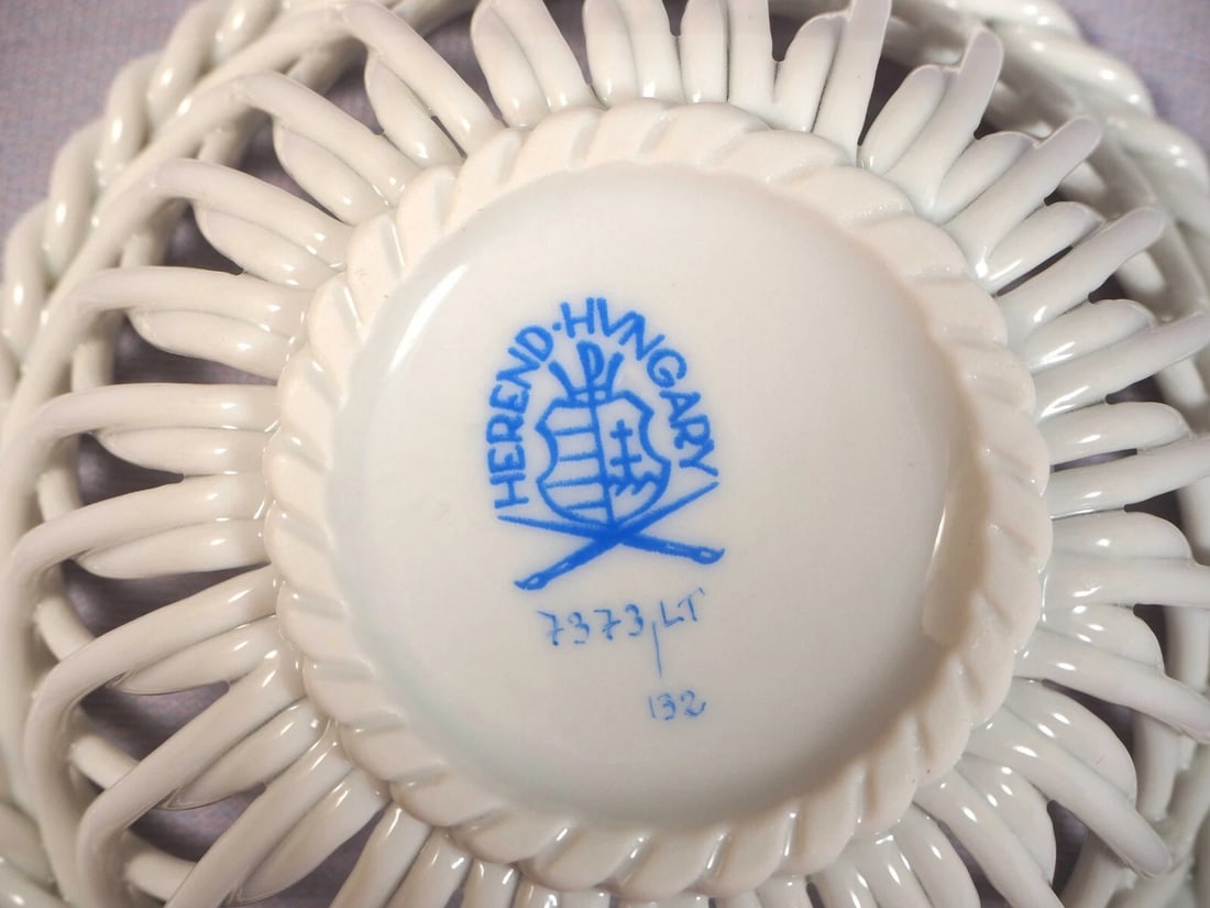 Herend Hungary Lichtenstein Garden Multicolor Woven Basket Trinket Dish - 5